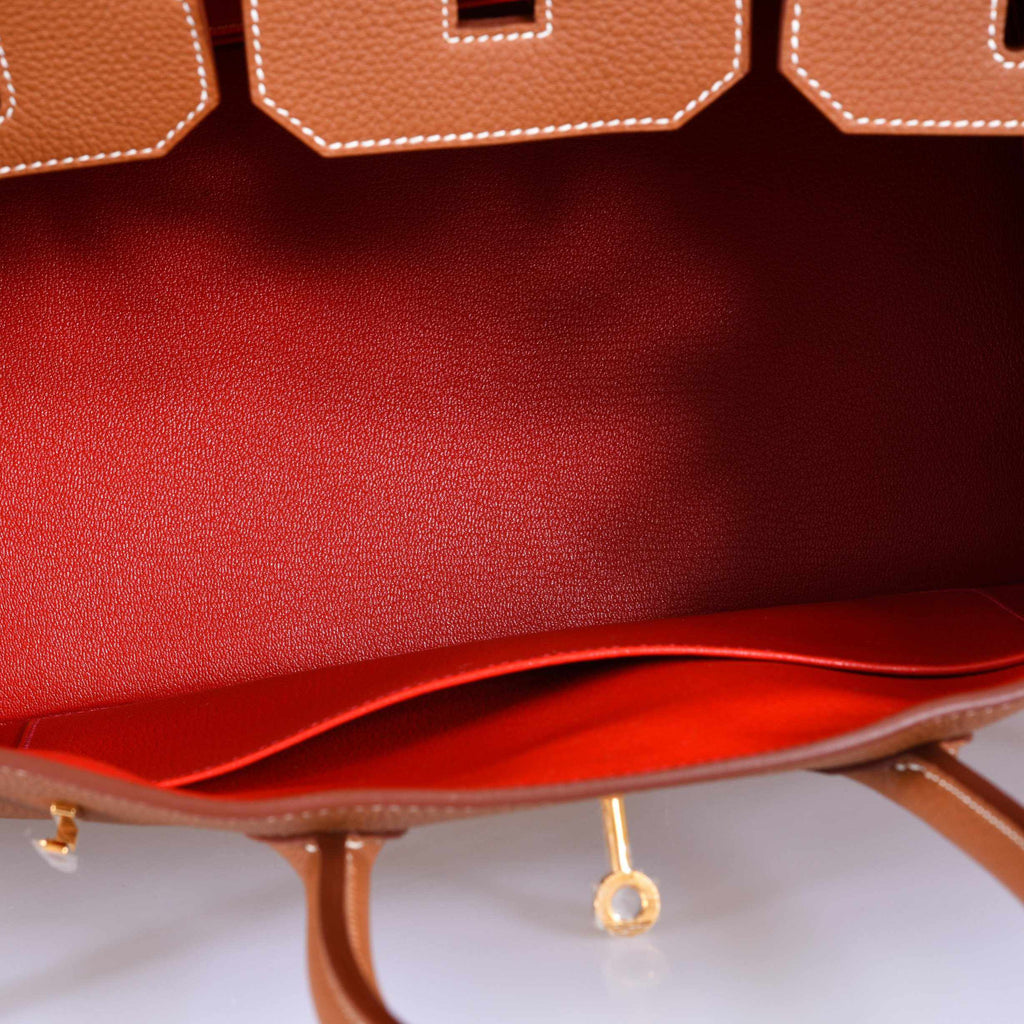 Hermès Birkin 35 Gold Verso Geranium Togo Gold Hardware