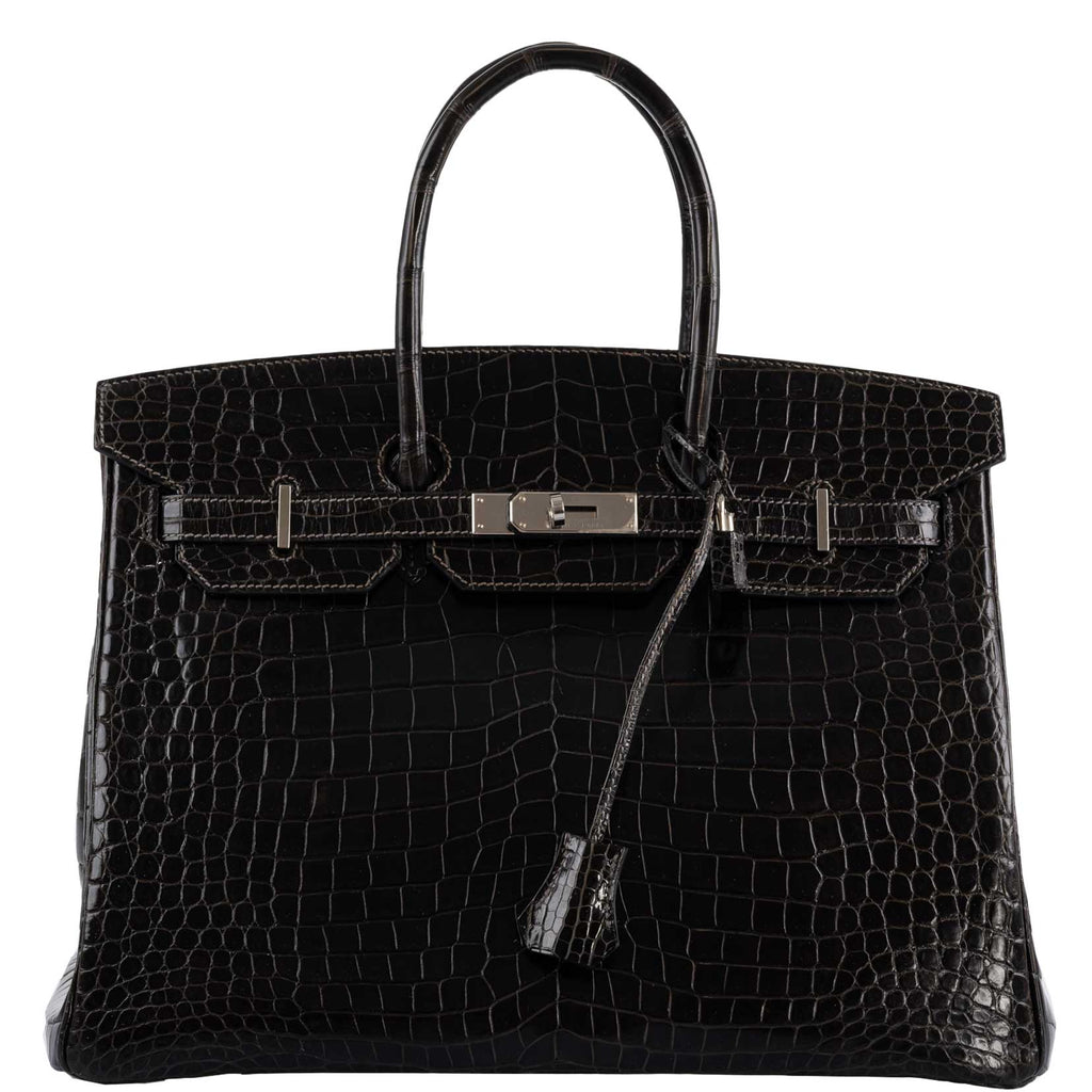 Hermès Birkin 35 Graphite Porosus Crocodile with Palladium Hardware