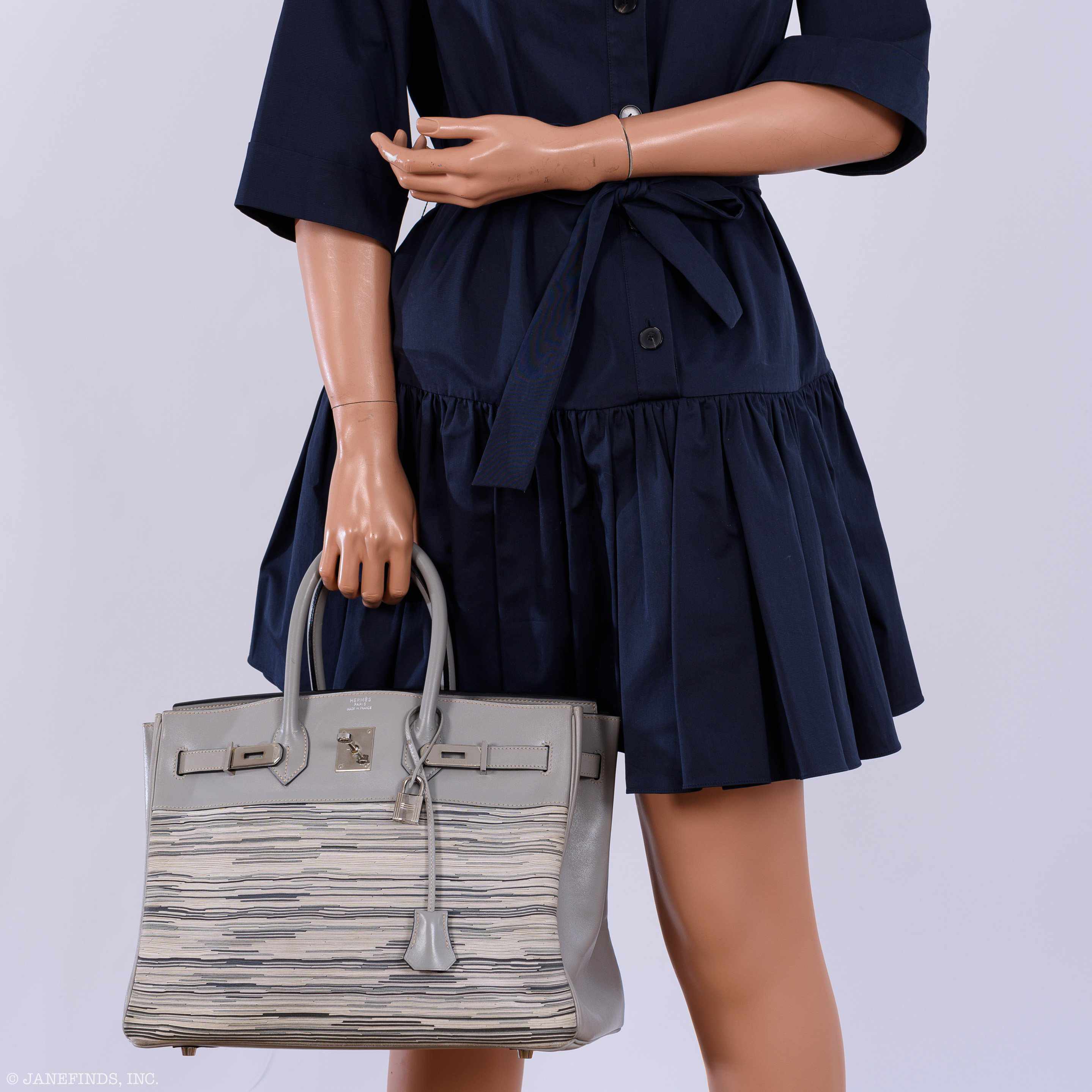 Hermès Birkin 35 Gray Vibrato and Gris Perle Box Palladium Hardware