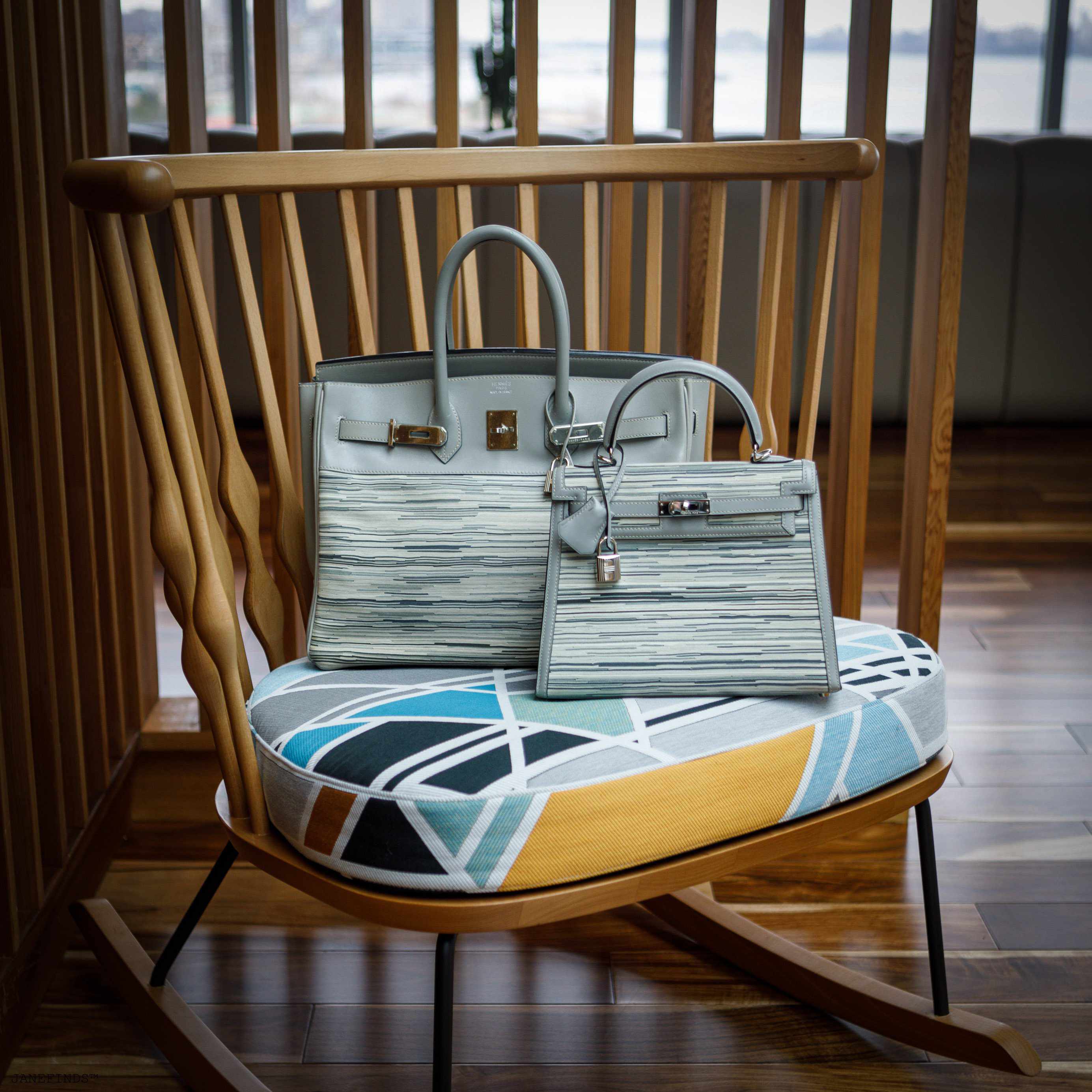 Hermès Birkin 35 Gray Vibrato and Gris Perle Box Palladium Hardware