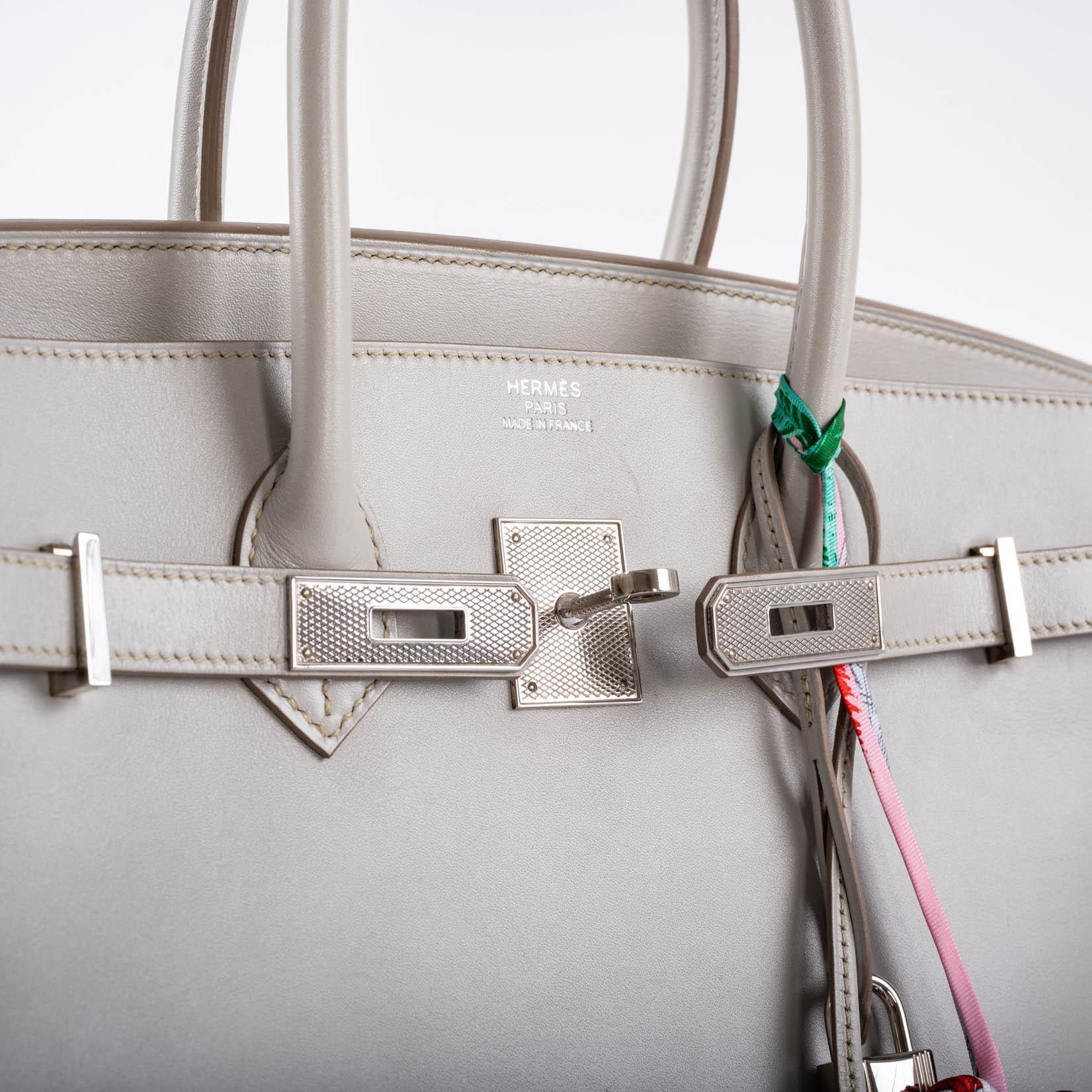 Hermès Birkin 35 Gris Perle Tadelakt Palladium Guilloche Hardware