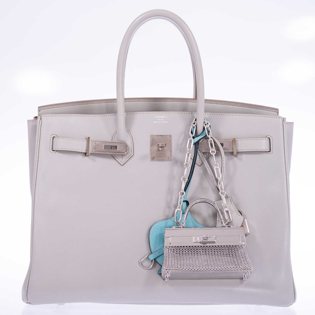 Hermès Birkin 35 Gris Perle Tadelakt Palladium Guilloche Hardware