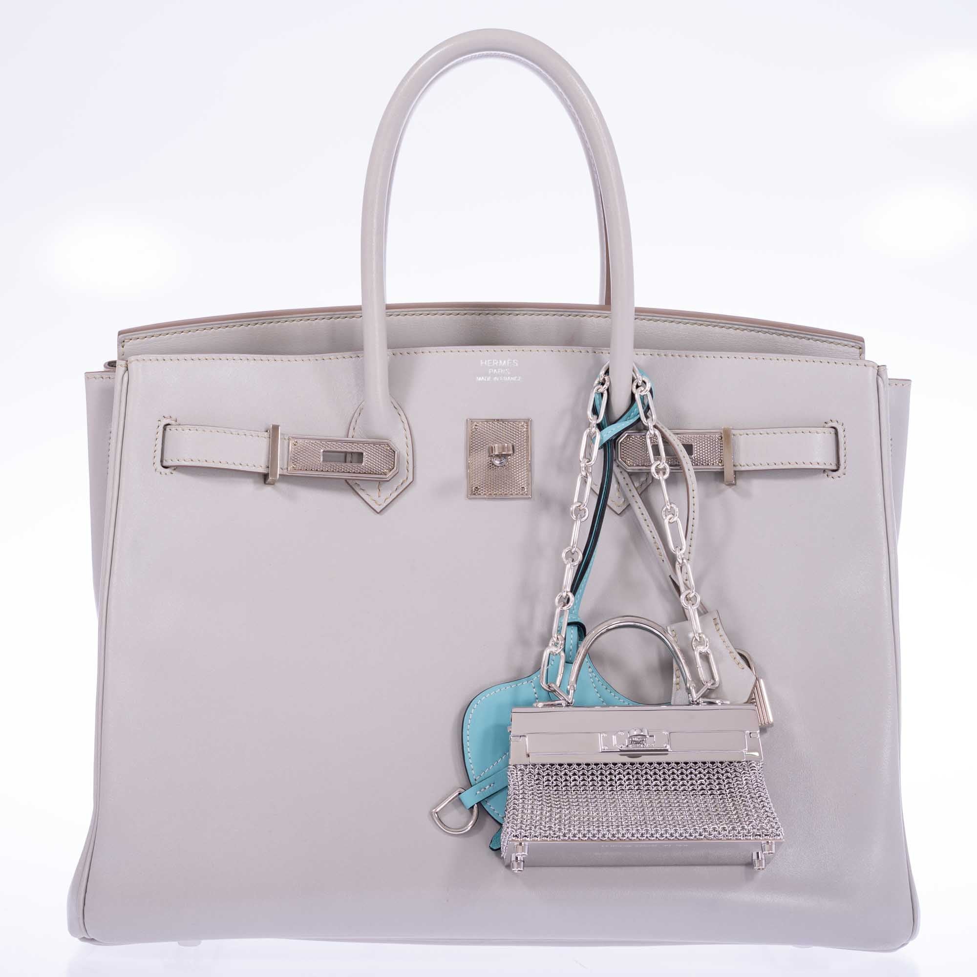 Hermès Birkin 35 Gris Perle Tadelakt Palladium Guilloche Hardware