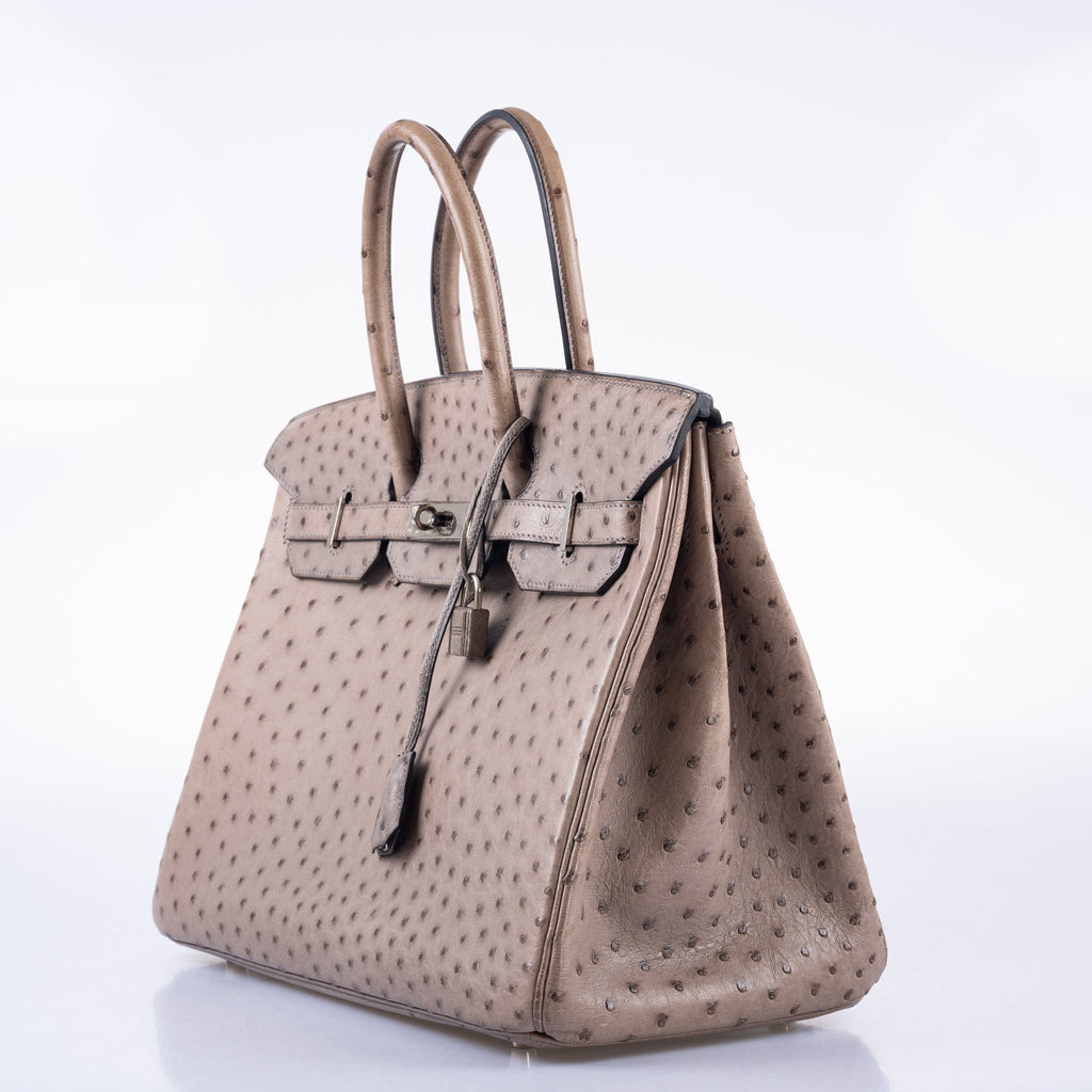 Hermès Birkin 35 Gris Tourterelle Ostrich Palladium Hardware