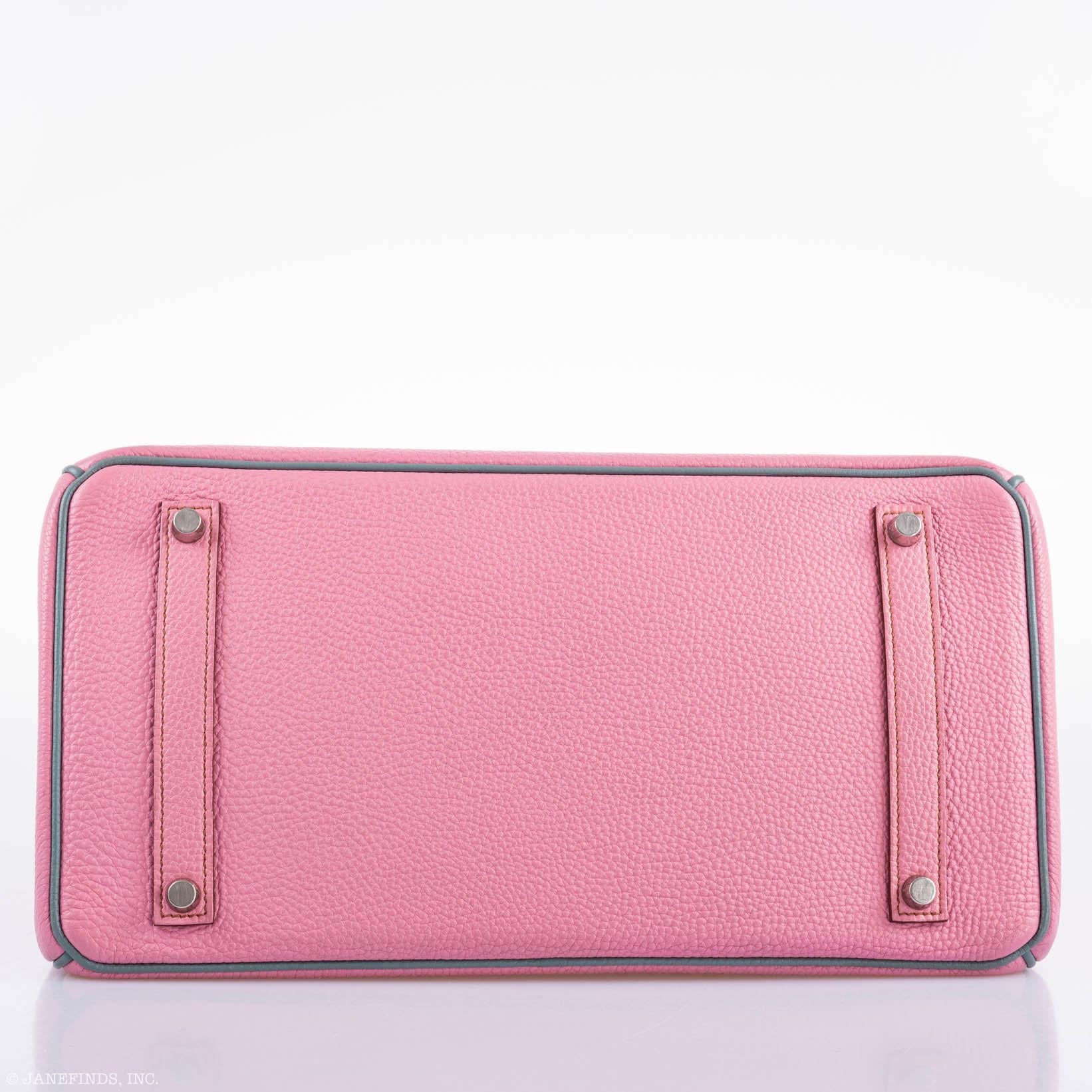Hermès Birkin 35 HSS 5P Bubblegum Pink & Celeste Togo Palladium Hardware - 2011, Square O