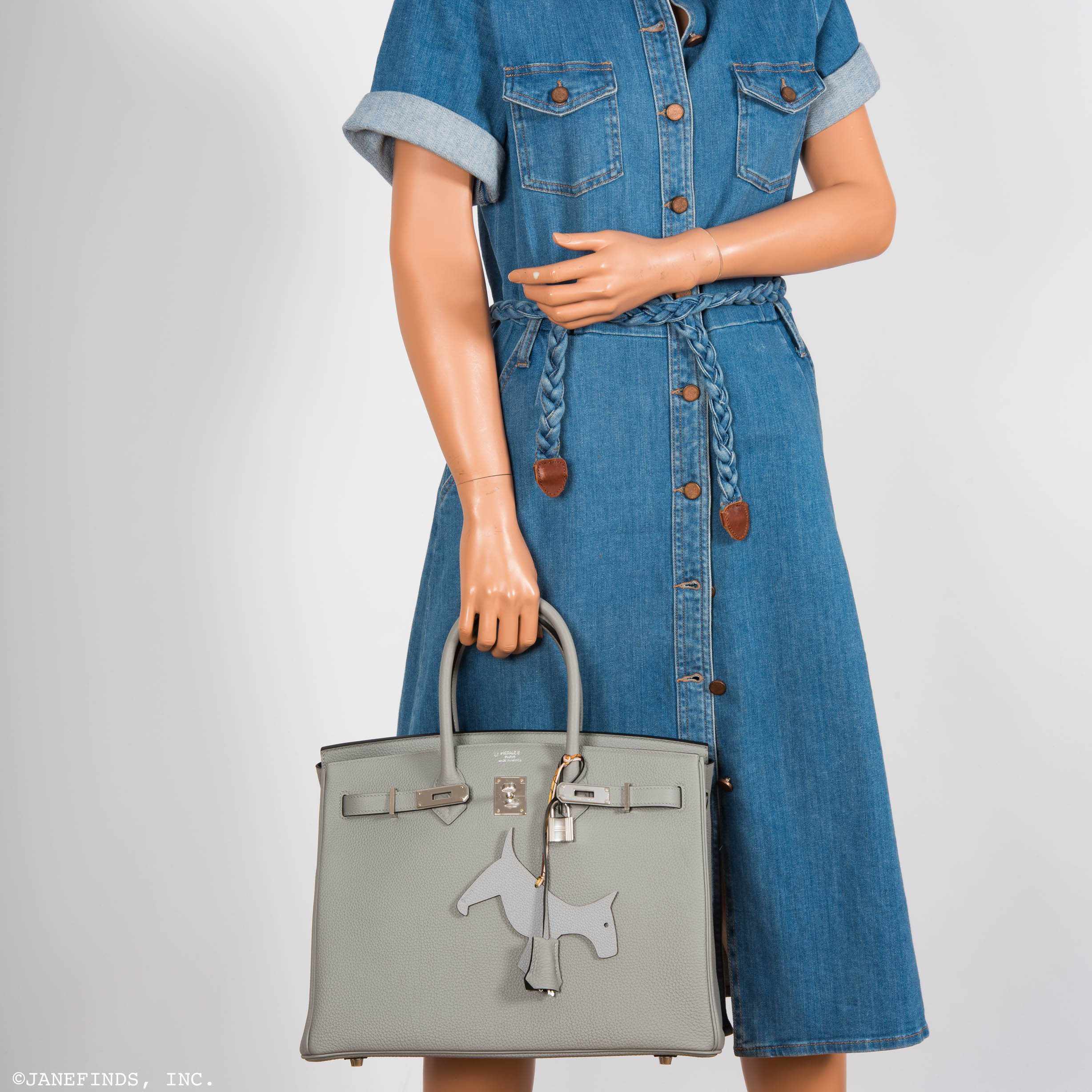 Hermès Birkin 35 HSS Bi-Color Gris Mouette & Vert Fonce Togo Palladium Hardware