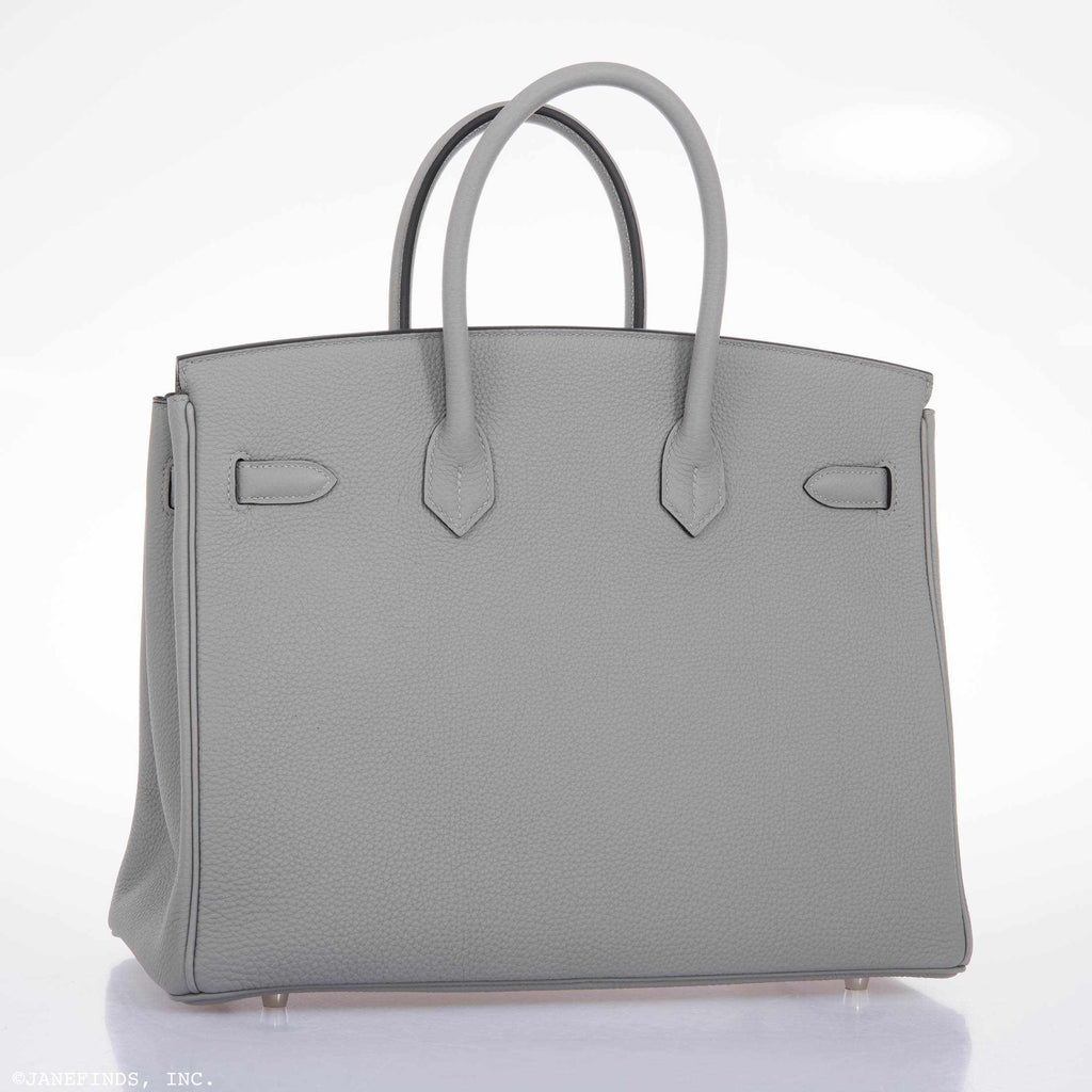 Hermès Birkin 35 HSS Bi-Color Gris Mouette & Vert Fonce Togo Palladium Hardware
