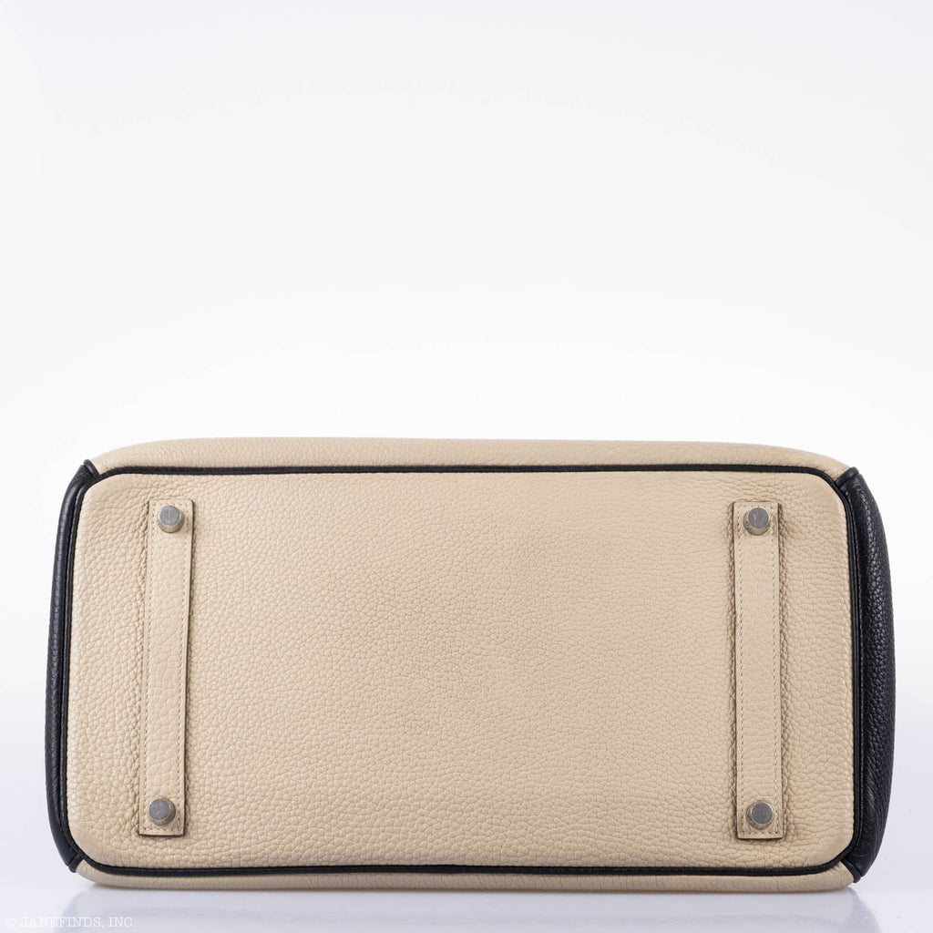 Hermès Birkin 35 HSS Black & Parchemin Togo Leather Palladium Hardware - 2009, M Square