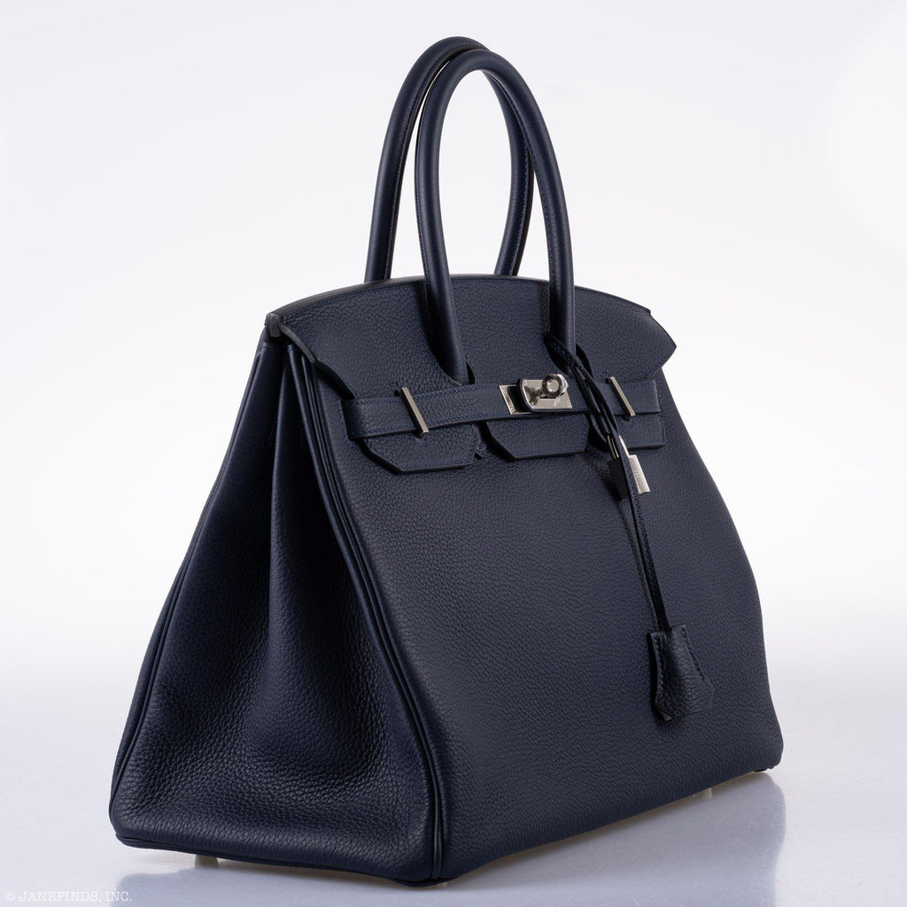 Hermès Birkin 35 HSS Blue Nuit Outside & Gris Etain Inside Togo Palladium Hardware - 2020, Y