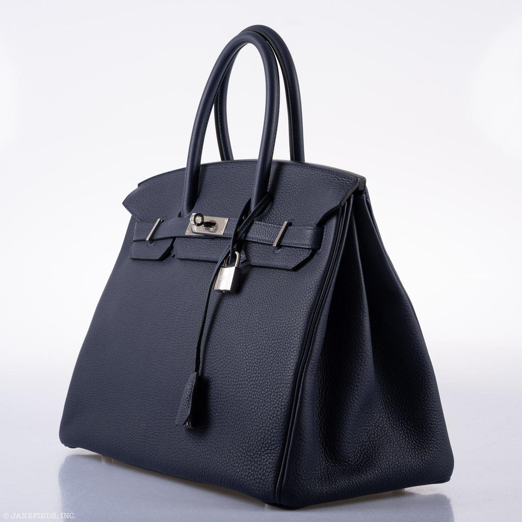 Hermès Birkin 35 HSS Blue Nuit Outside & Gris Etain Inside Togo Palladium Hardware - 2020, Y