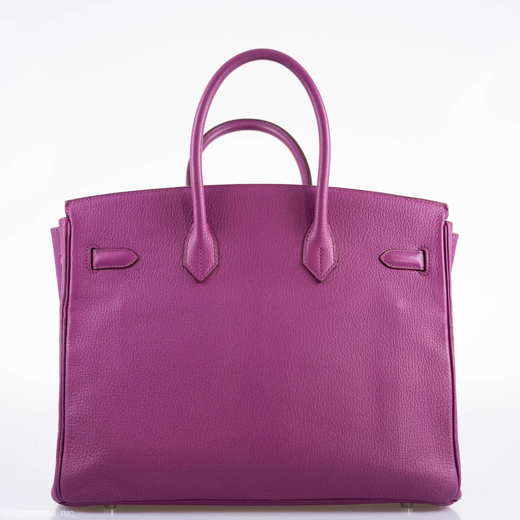 Hermès Birkin 35 HSS Cyclamen & Iris Chèvre Goatskin Brushed Palladium Hardware - 2009 M, Square