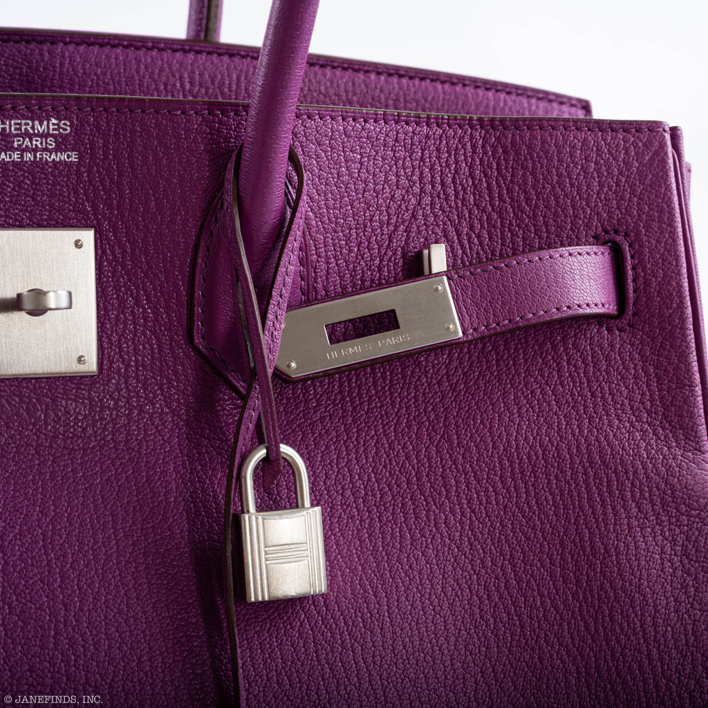 Hermès Birkin 35 HSS Cyclamen & Iris Chèvre Goatskin Brushed Palladium Hardware - 2009 M, Square