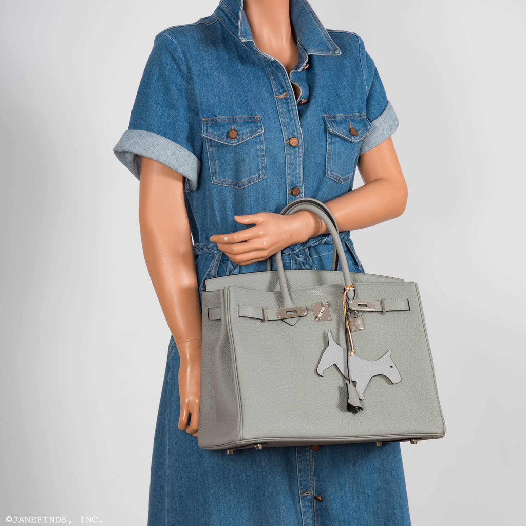 Hermès Birkin 35 HSS Gris Mouette & Vert Fonce Togo Palladium Hardware
