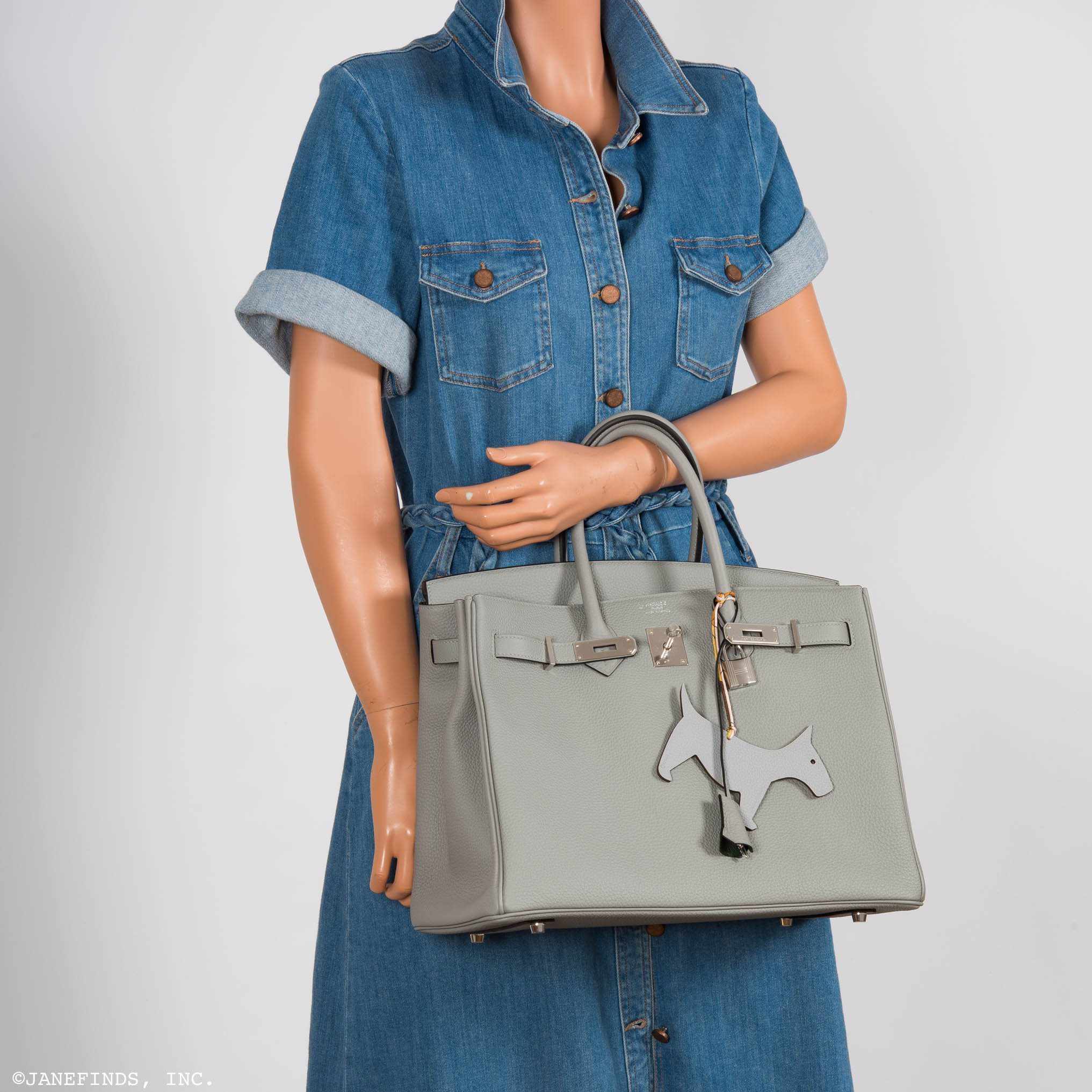 Hermès Birkin 35 HSS Gris Mouette & Vert Fonce Togo Palladium Hardware