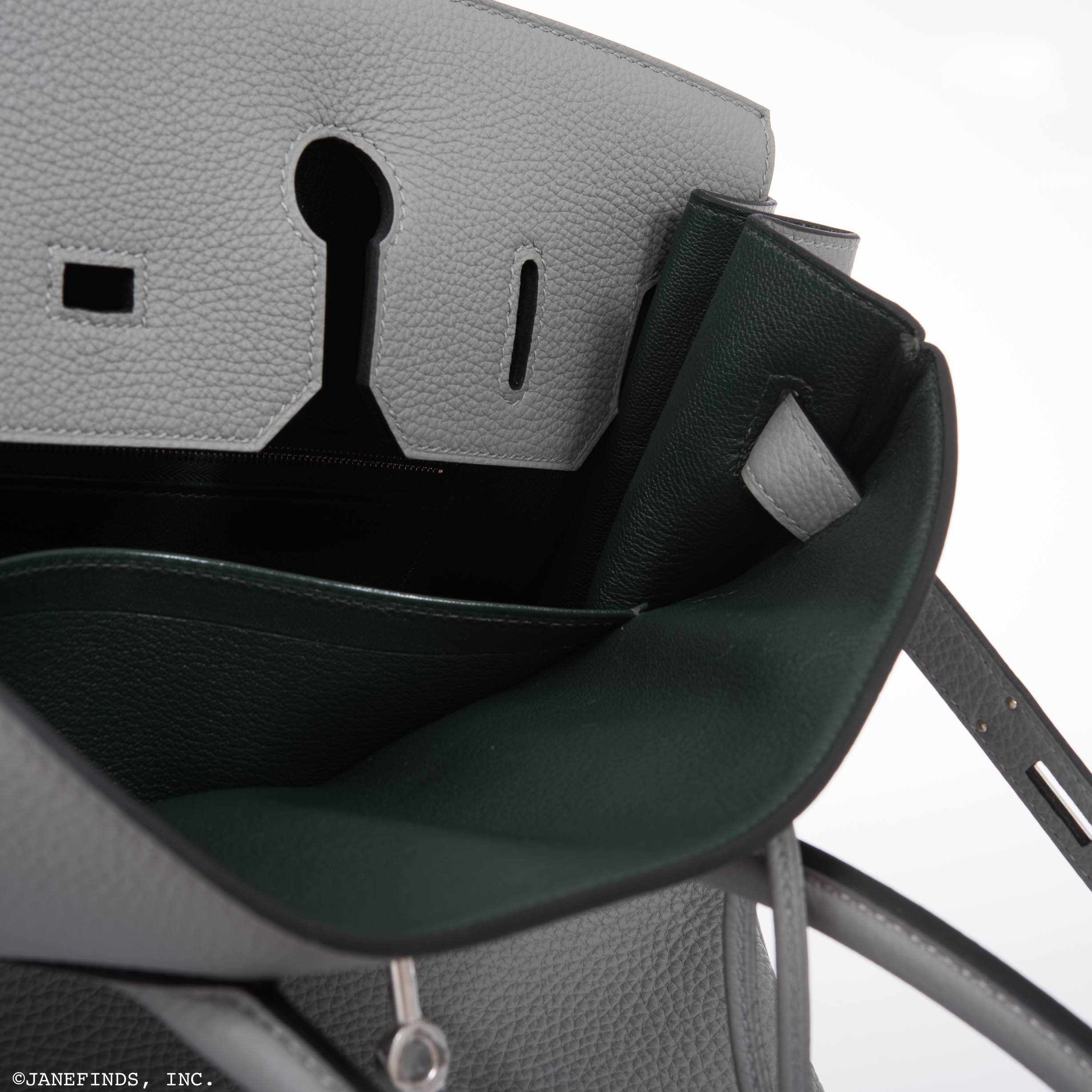 Hermès Birkin 35 HSS Gris Mouette & Vert Fonce Togo Palladium Hardware