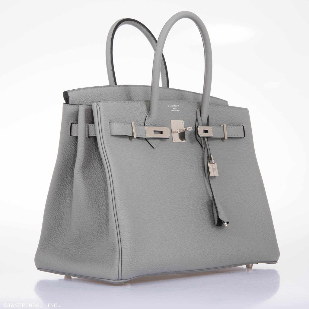 Hermès Birkin 35 HSS Gris Mouette & Vert Fonce Togo Palladium Hardware