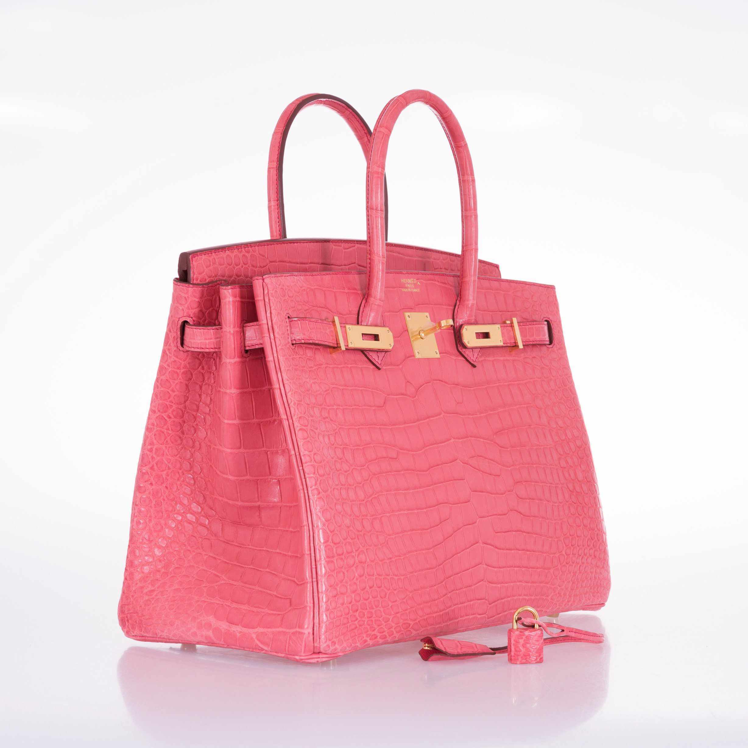 Hermès Birkin 35 Matte Bougenville Pink Crocodile Porosus Gold Hardware