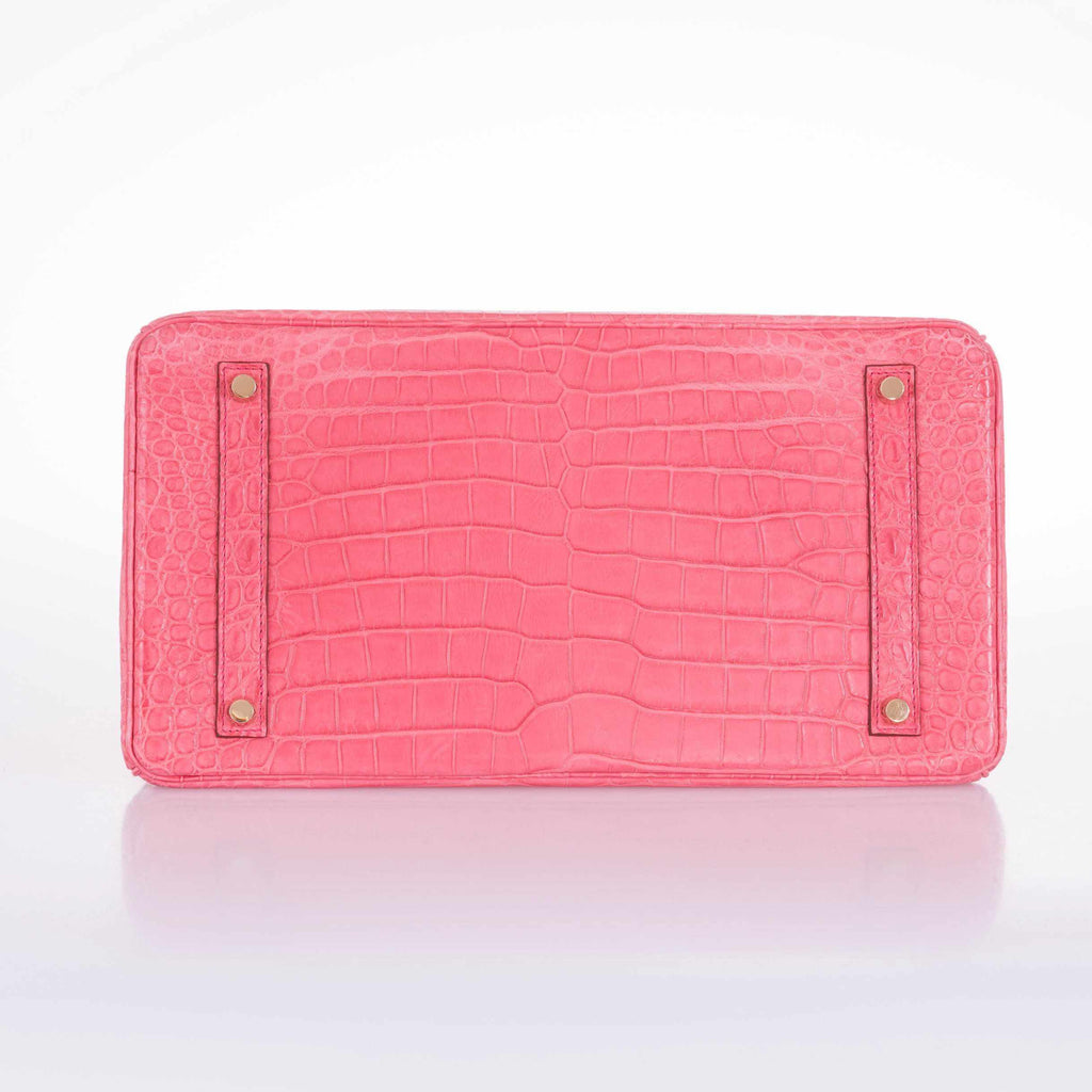 Hermès Birkin 35 Matte Bougenville Pink Crocodile Porosus Gold Hardware