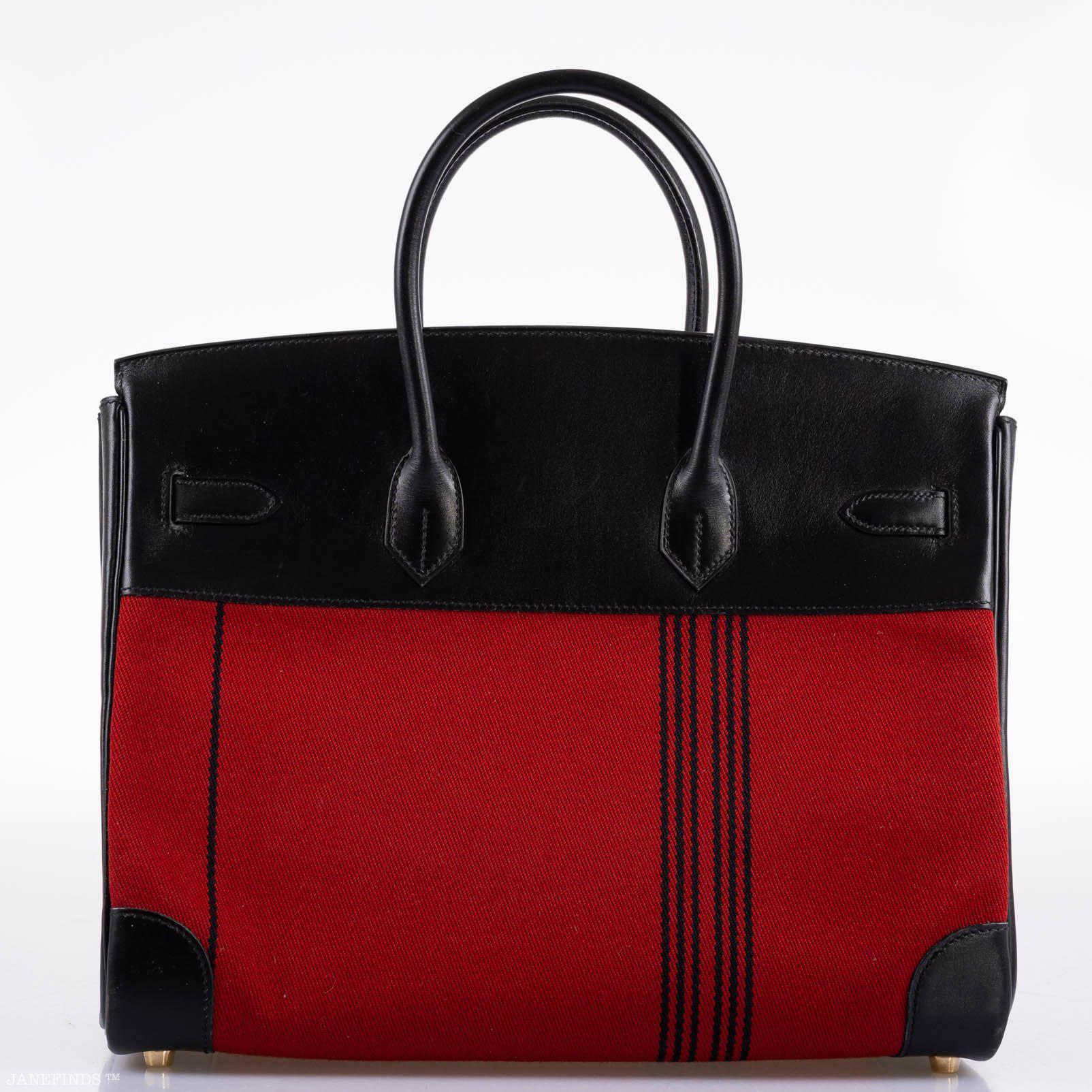 Hermès Birkin 35 Red Potamos Canvas & Black Box with Gold Hardware - 2006, J Square