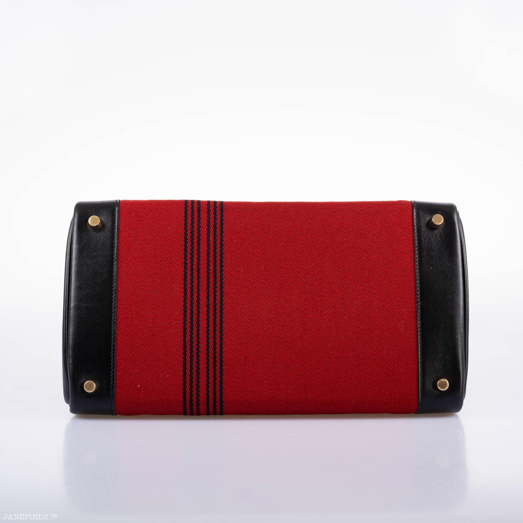 Hermès Birkin 35 Red Potamos Canvas & Black Box with Gold Hardware - 2006, J Square