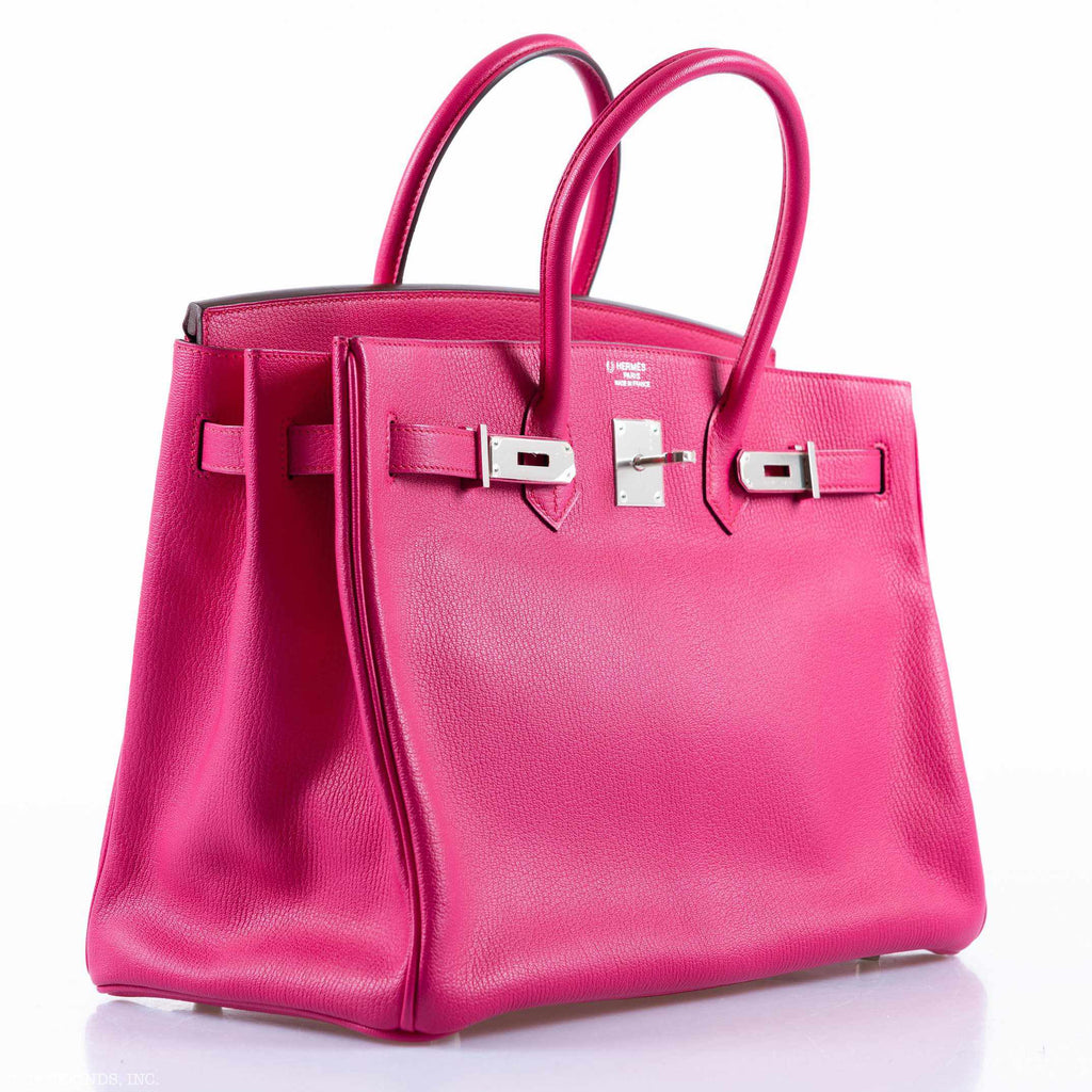 Hermès Birkin 35 Rose Tyrien Chevre Palladium Hardware - Extra Pocket