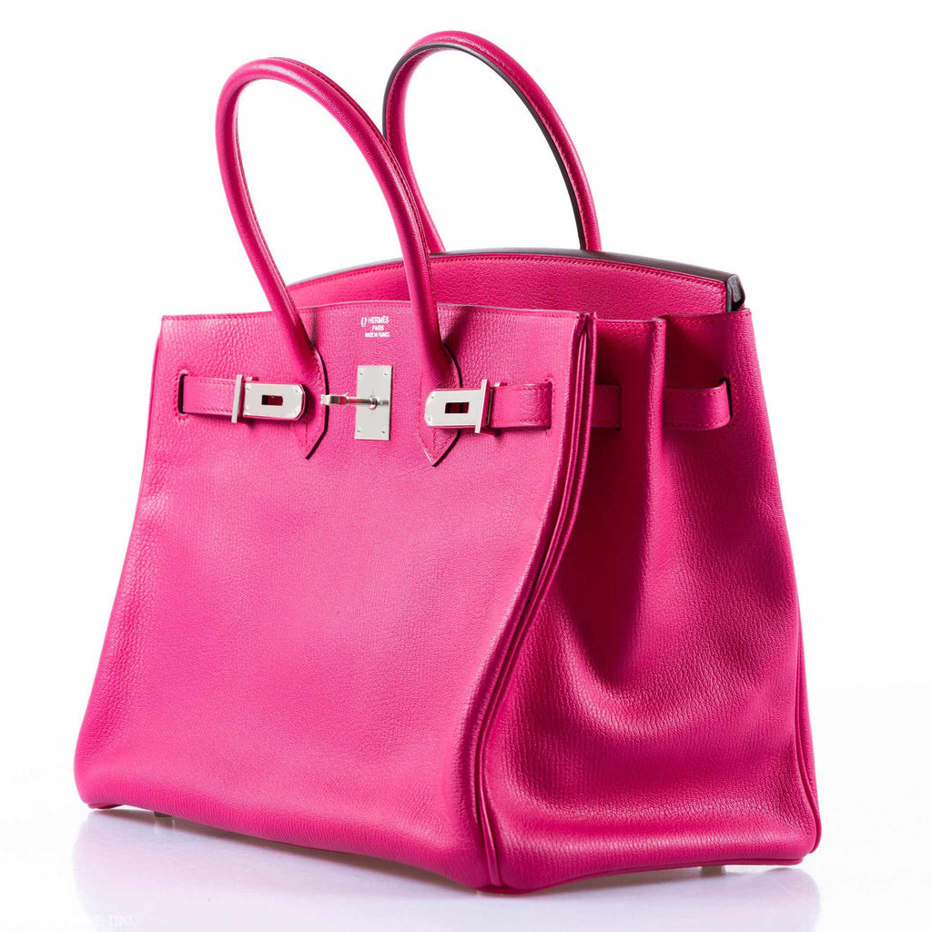Hermès Birkin 35 Rose Tyrien Chevre Palladium Hardware - Extra Pocket