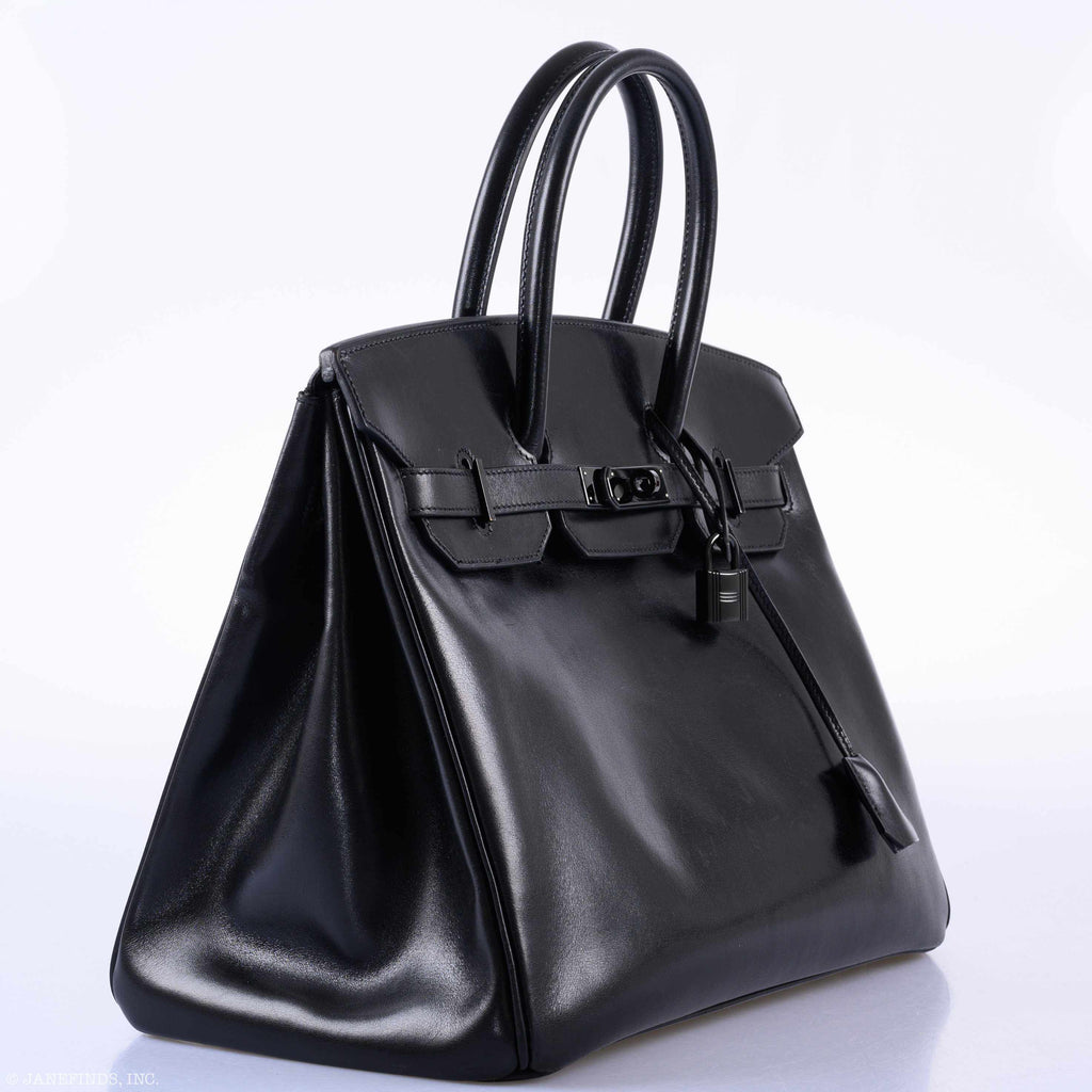 Hermès Birkin 35 SO BLACK Black Box Leather PVD Hardware - 2011, O Square