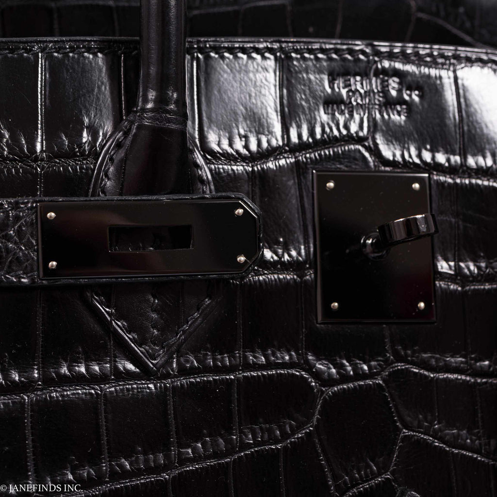 Hermès Birkin 35 SO BLACK Niloticus Crocodile Black Hardware - Legend