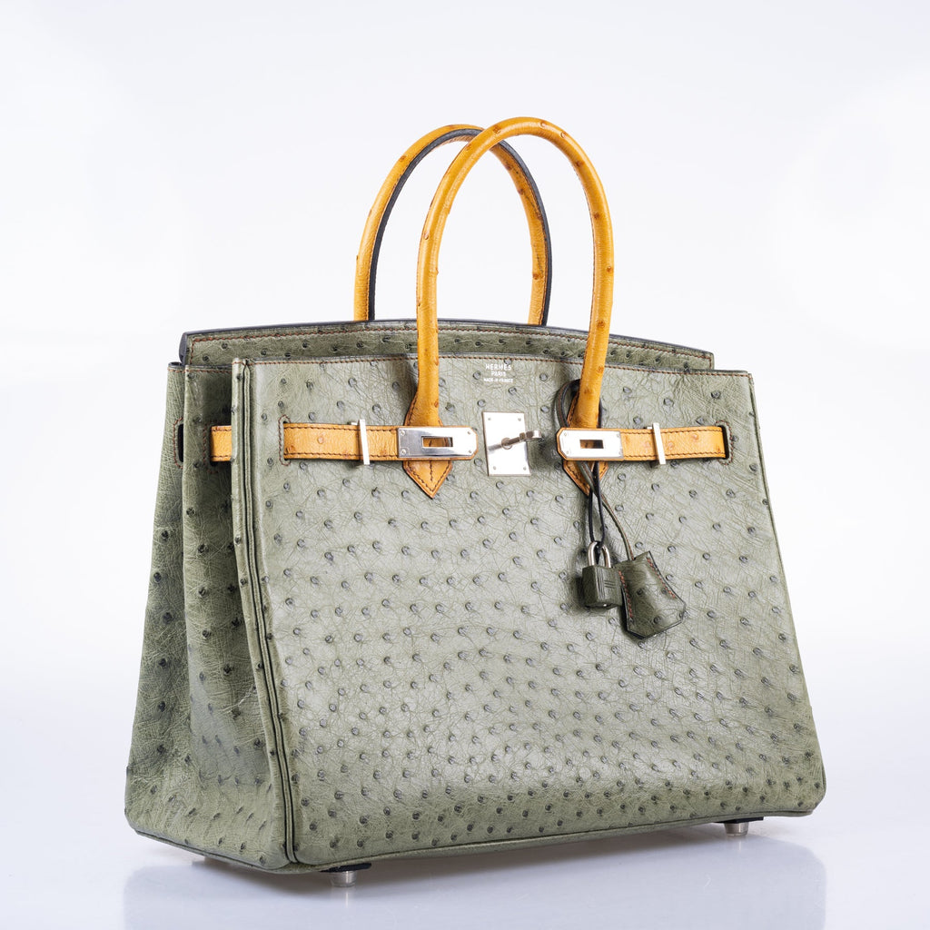 Hermès Birkin 35 Special Order Vert Olive & Sable Ostrich Palladium Hardware