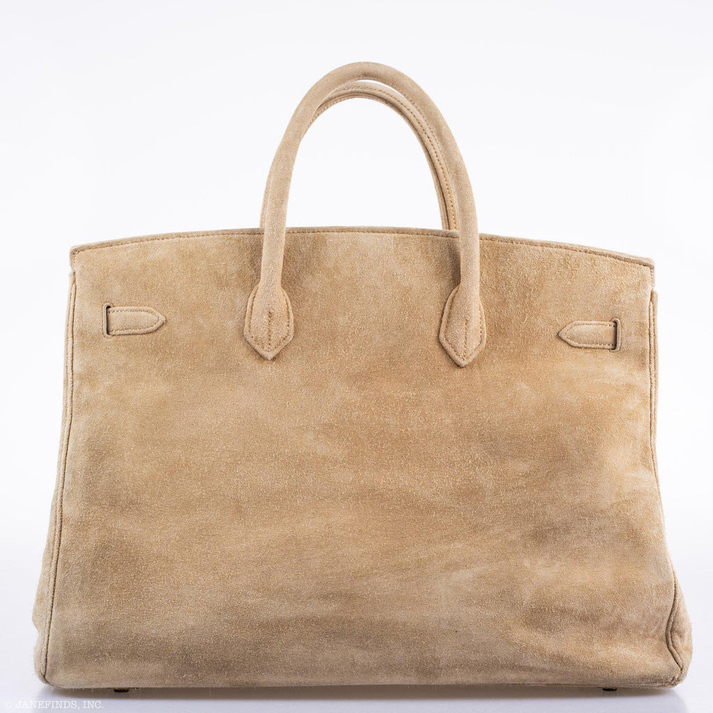 Hermès Birkin 40 Beige Veau Doblis Suede with Gold Hardware - 1986, P Circle