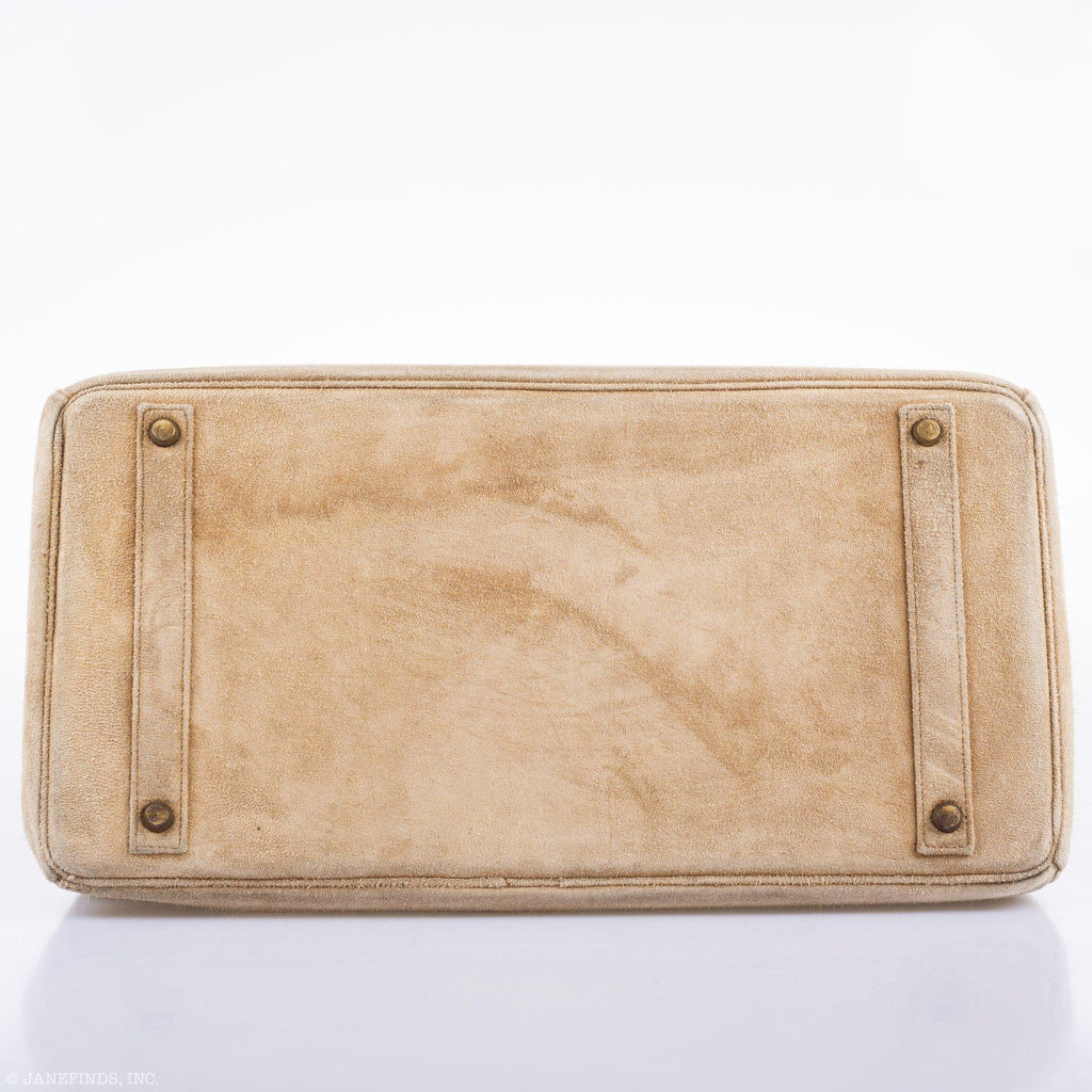Hermès Birkin 40 Beige Veau Doblis Suede with Gold Hardware - 1986, P Circle
