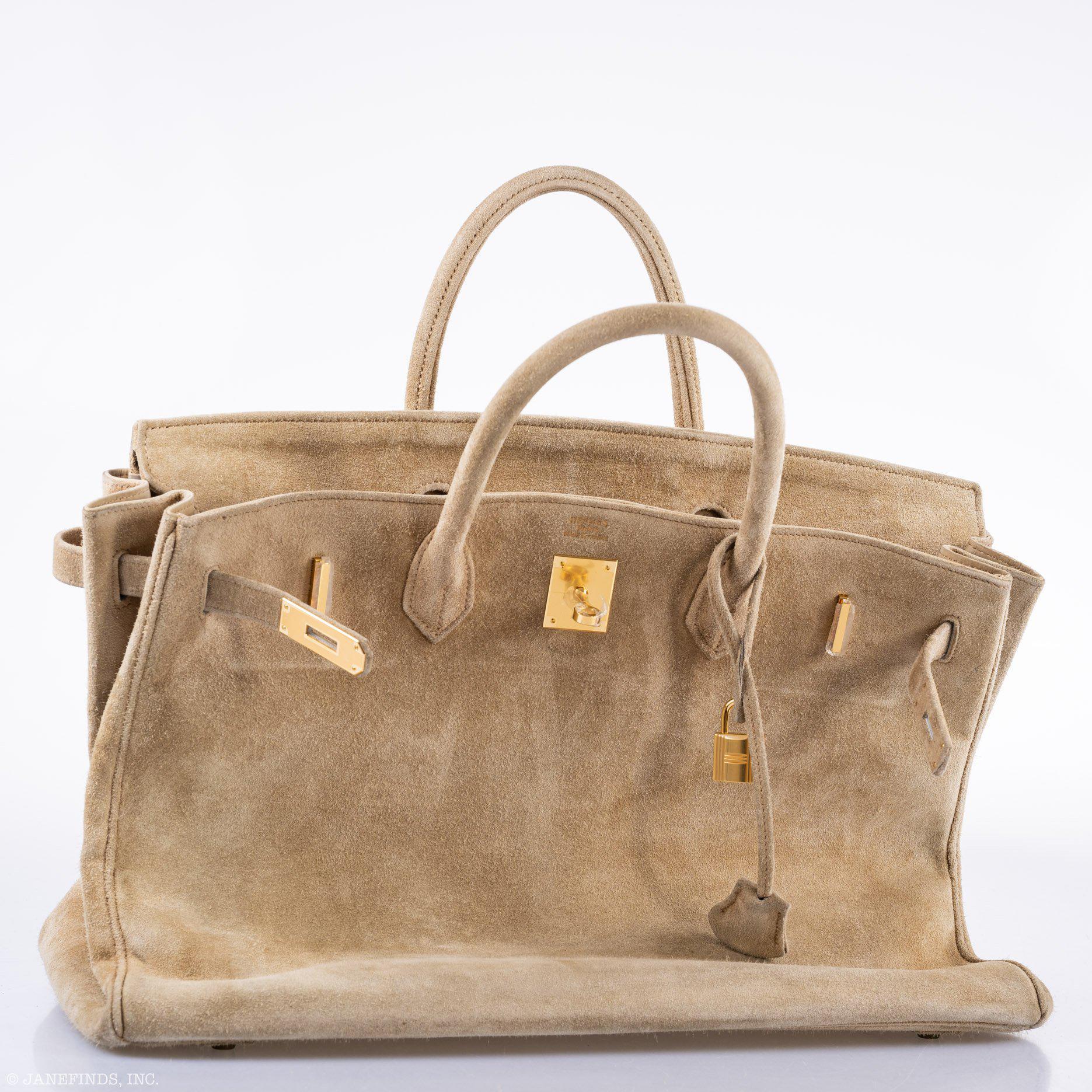 Hermès Birkin 40 Beige Veau Doblis Suede with Gold Hardware - 1986, P Circle