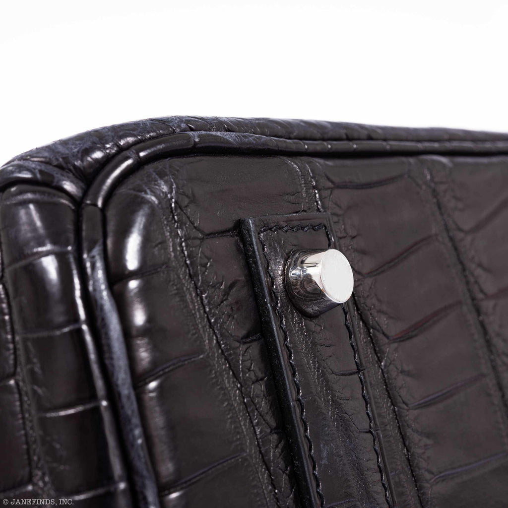 Hermès Birkin 40 Black Matte Crocodile Porosus Palladium Hardware