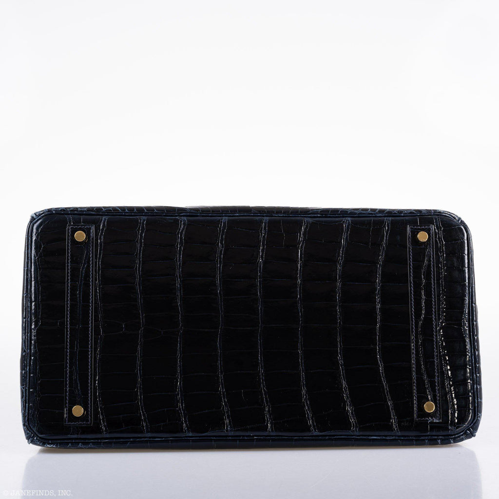 Hermès Birkin 40 Blue Nuit Porosus Crocodile Gold Hardware - 2016, X