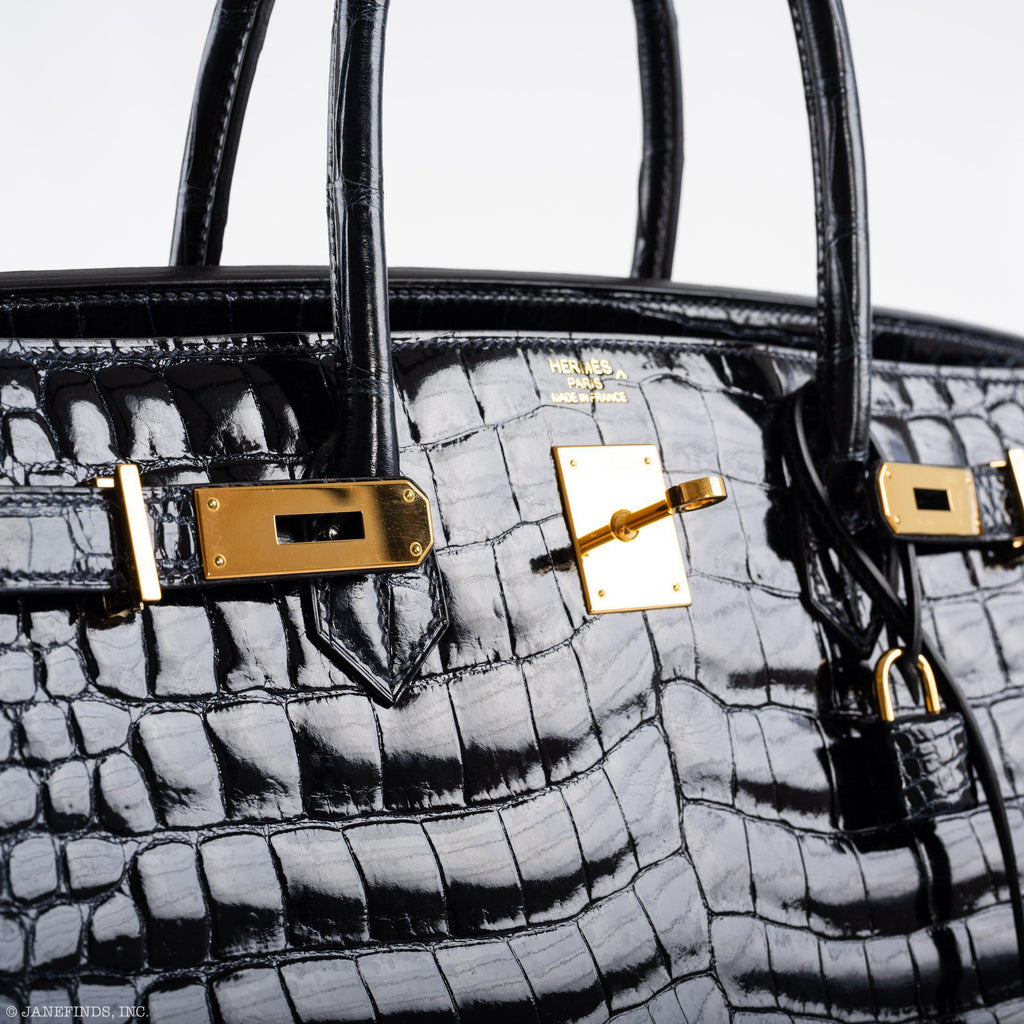 Hermès Birkin 40 Blue Nuit Porosus Crocodile Gold Hardware - 2016, X