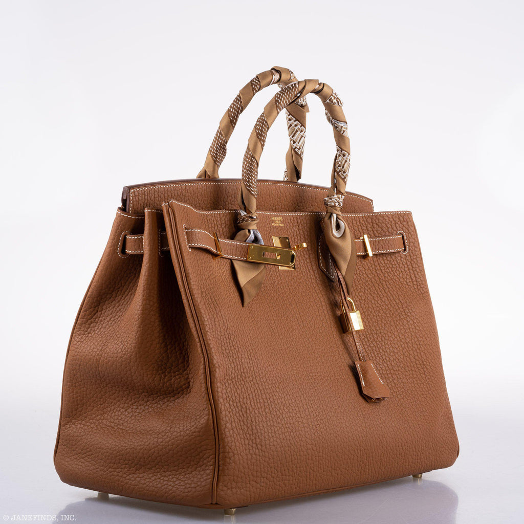 Hermès Birkin 40 Gold Fjord Leather Gold Hardware - Square L