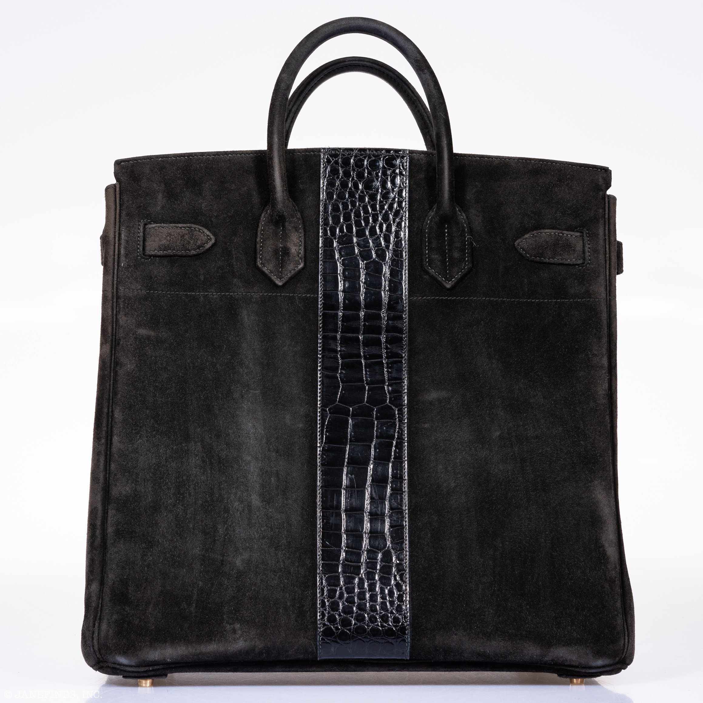 Hermès Birkin 40 HAC Black Suede & Crocodile Gold Hardware - Rare