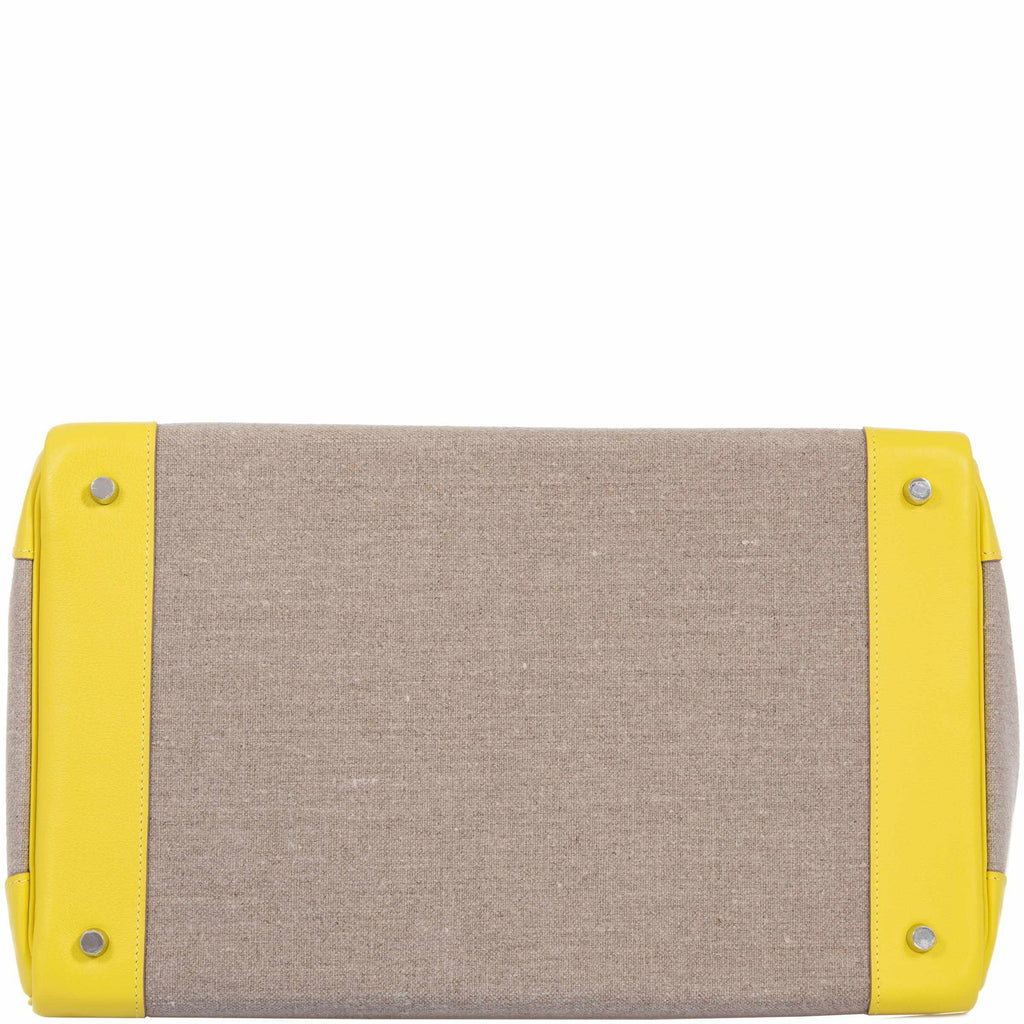 Hermès Birkin 40 HAC Lime & Ficelle Evercolor Toile De Camp Palladium Hardware - Runway