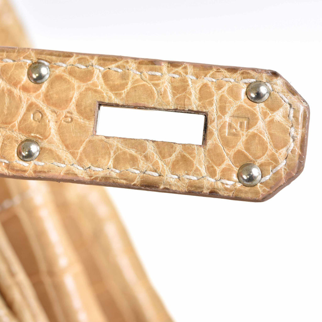 Hermès Birkin 40 HAC Poussiere Porosus Crocodile Beige Palladium Hardware