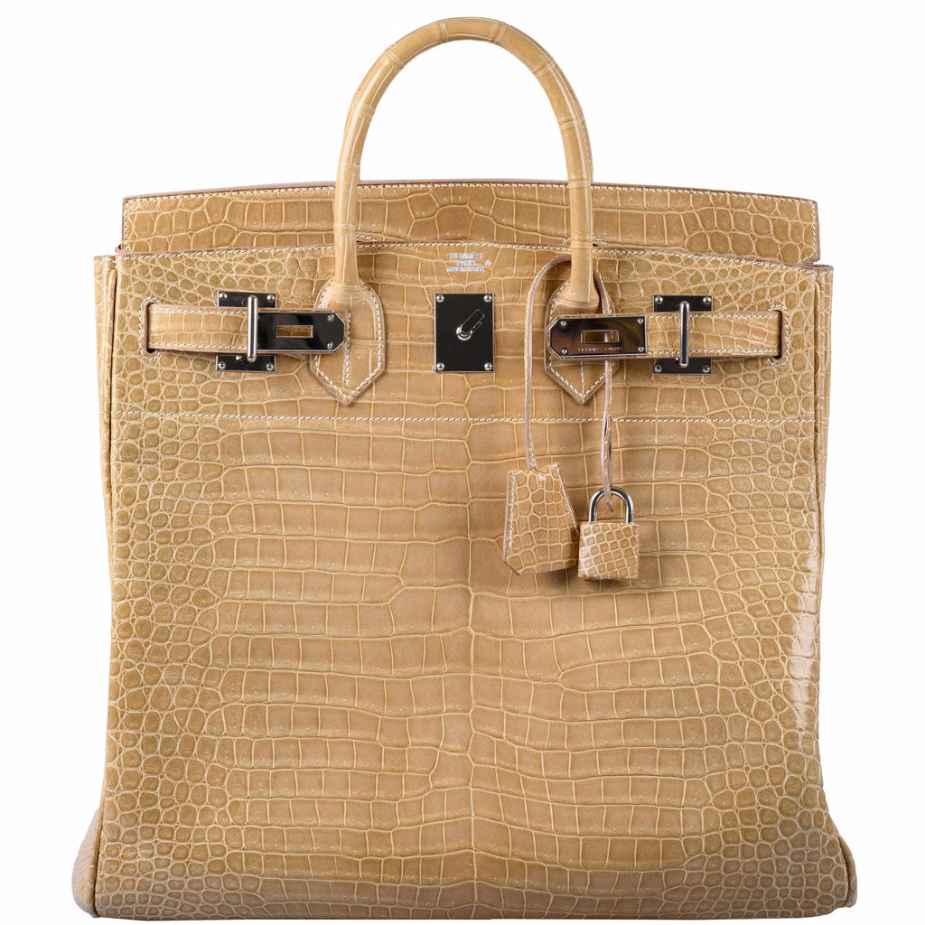 Hermès Birkin 40 HAC Poussiere Porosus Crocodile Palladium Hardware - 2006