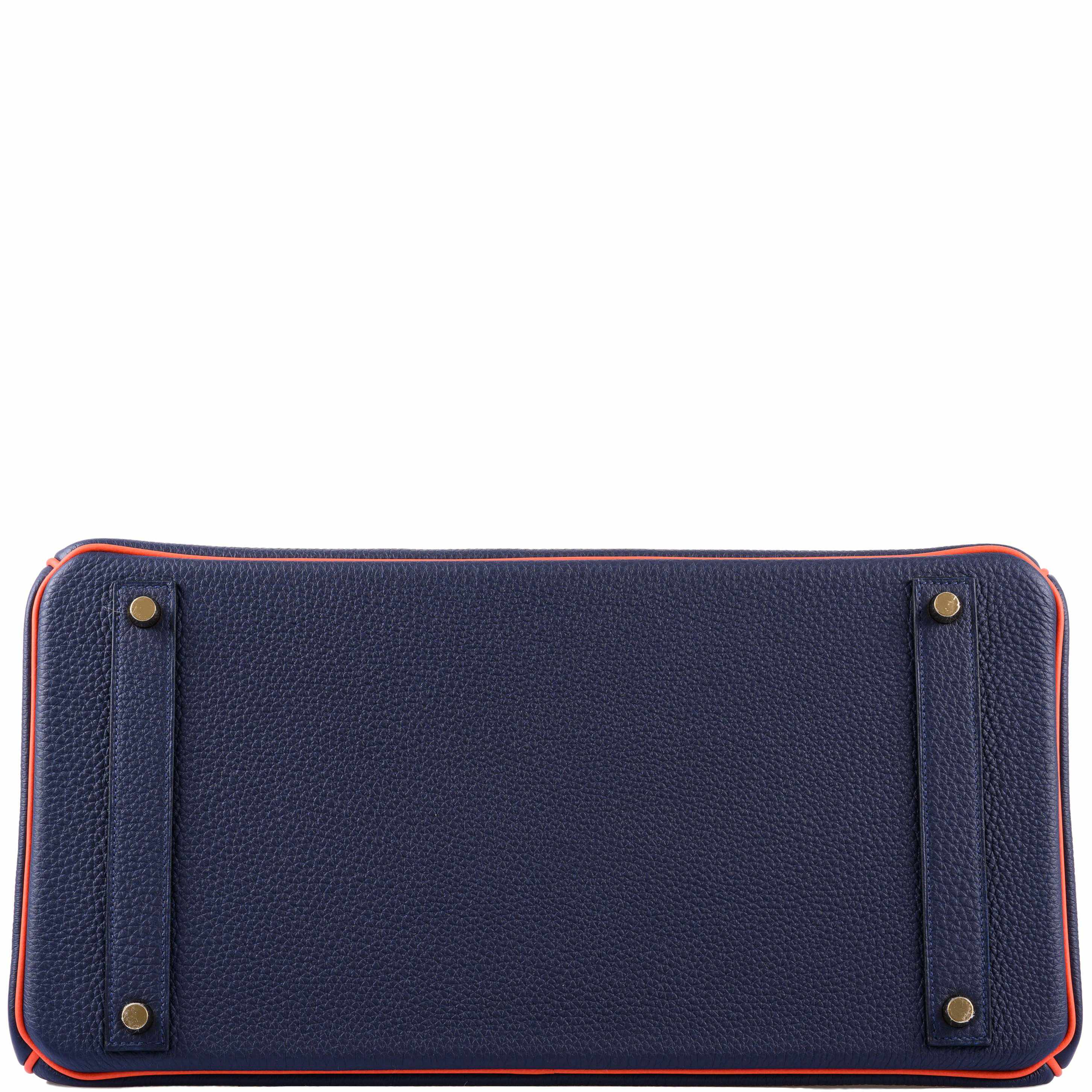 Hermès Birkin 40 HSS Blue Nuit & Orange Poppy Interior & Piping Togo Brushed Gold Hardware
