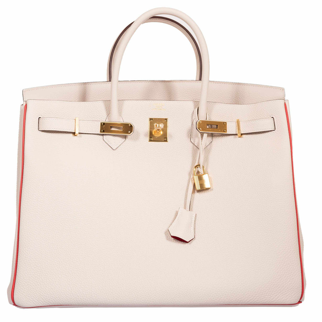 Hermès Birkin 40 HSS Craie And Vermillion Red Togo Gold Hardware