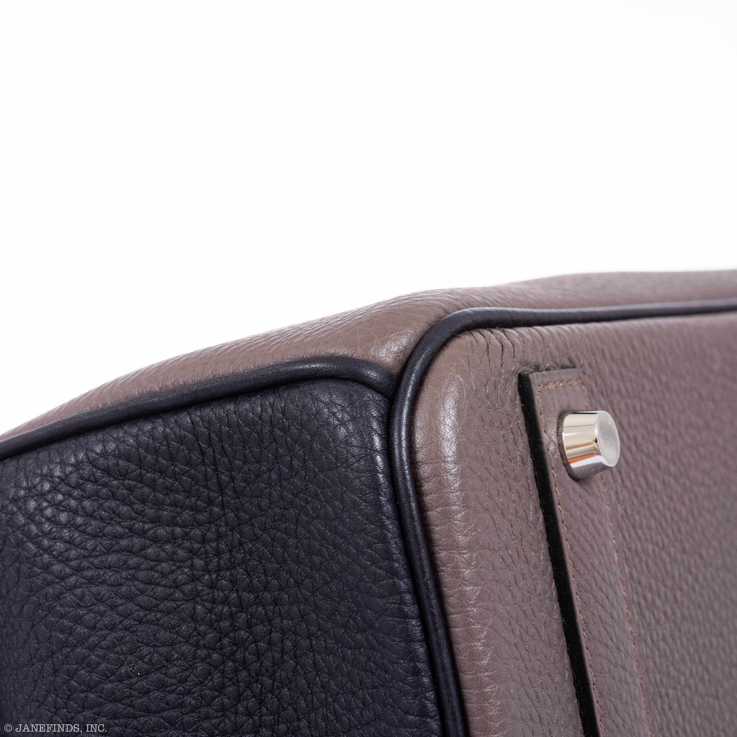 Hermès Birkin 40 HSS Etain Vert Fonce And Black Togo Palladium Hardware