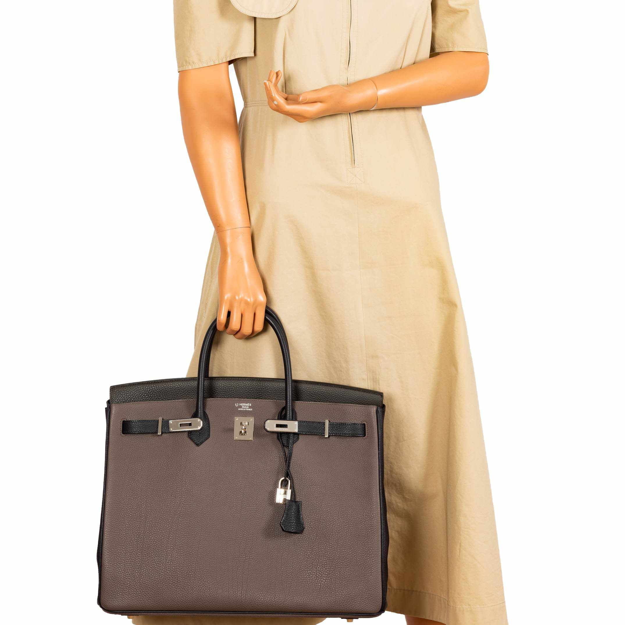 Hermès Birkin 40 HSS Etain Vert Fonce And Black Togo Palladium Hardware