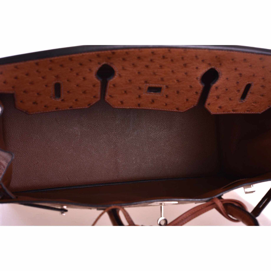 Hermès Birkin 40 Noisette Chevre Leather Beige Ostrich Palladium Hardware
