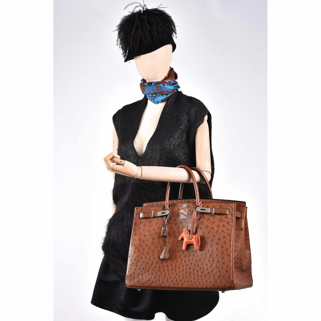 Hermès Birkin 40 Noisette Chevre Leather Beige Ostrich Palladium Hardware