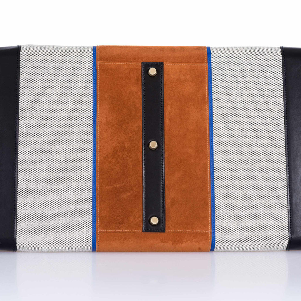 Hermès Birkin 50 HAC Toile Suede And Swift Brushed Gold Hardware Runway