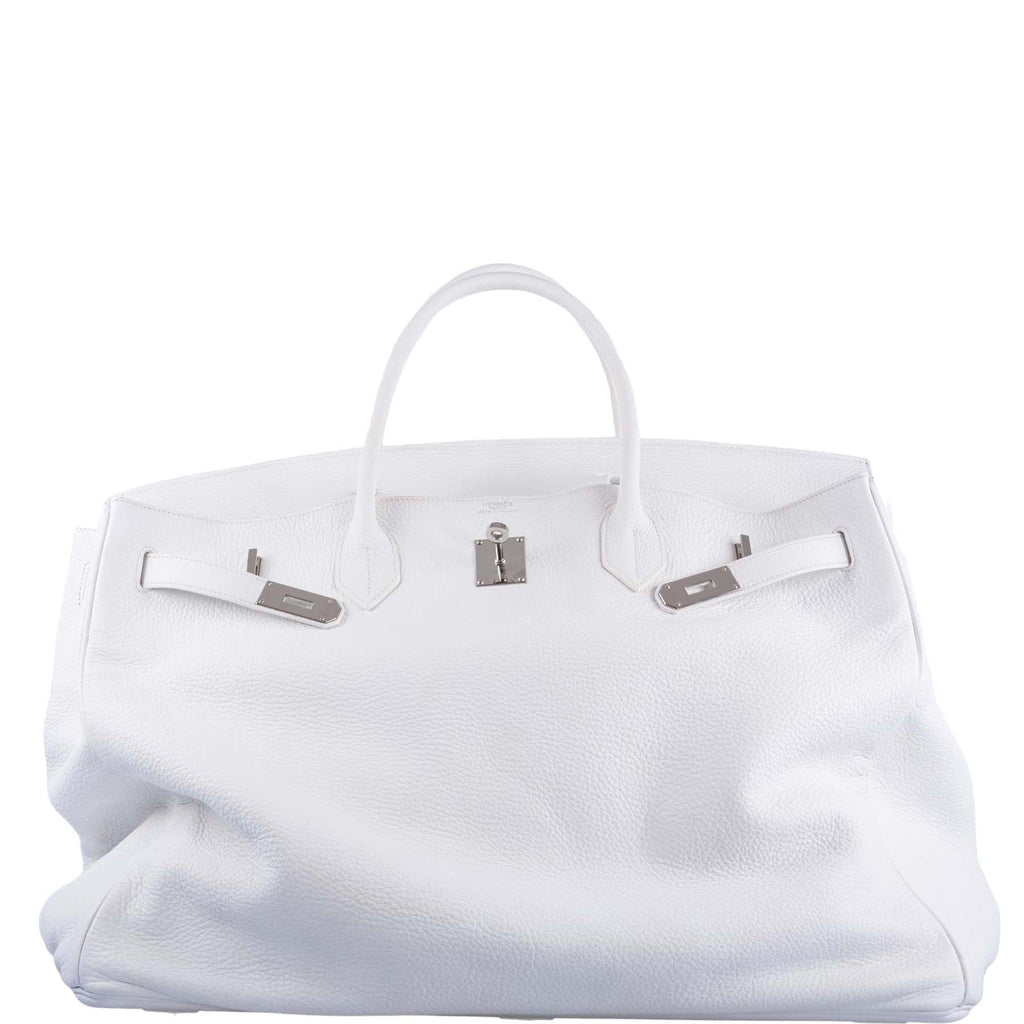 Hermès Birkin 55 White Togo Palladium Hardware Travel Bag