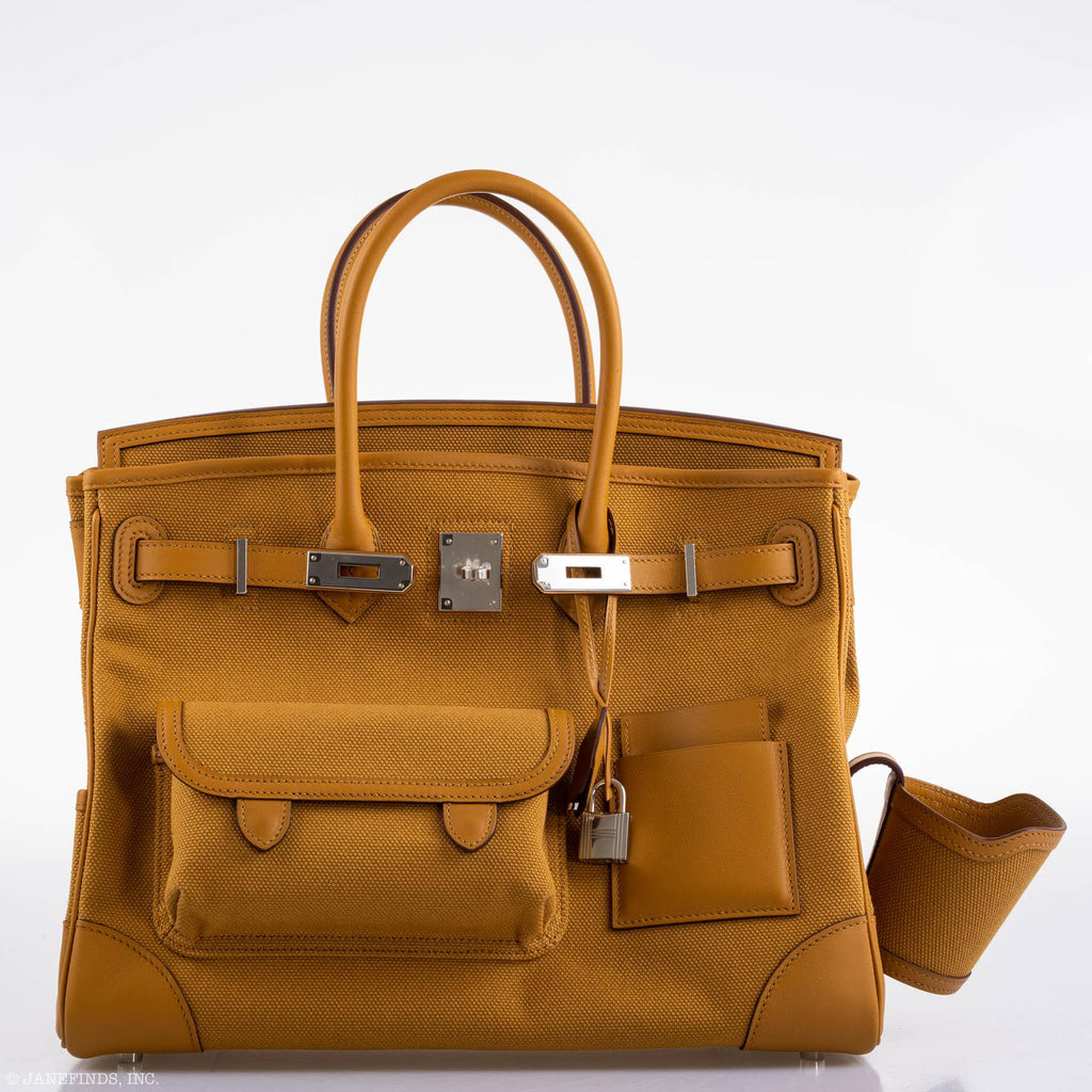 Hermès Birkin Cargo 35 Sesame Swift & Canvas Palladium Hardware - 2020, Y