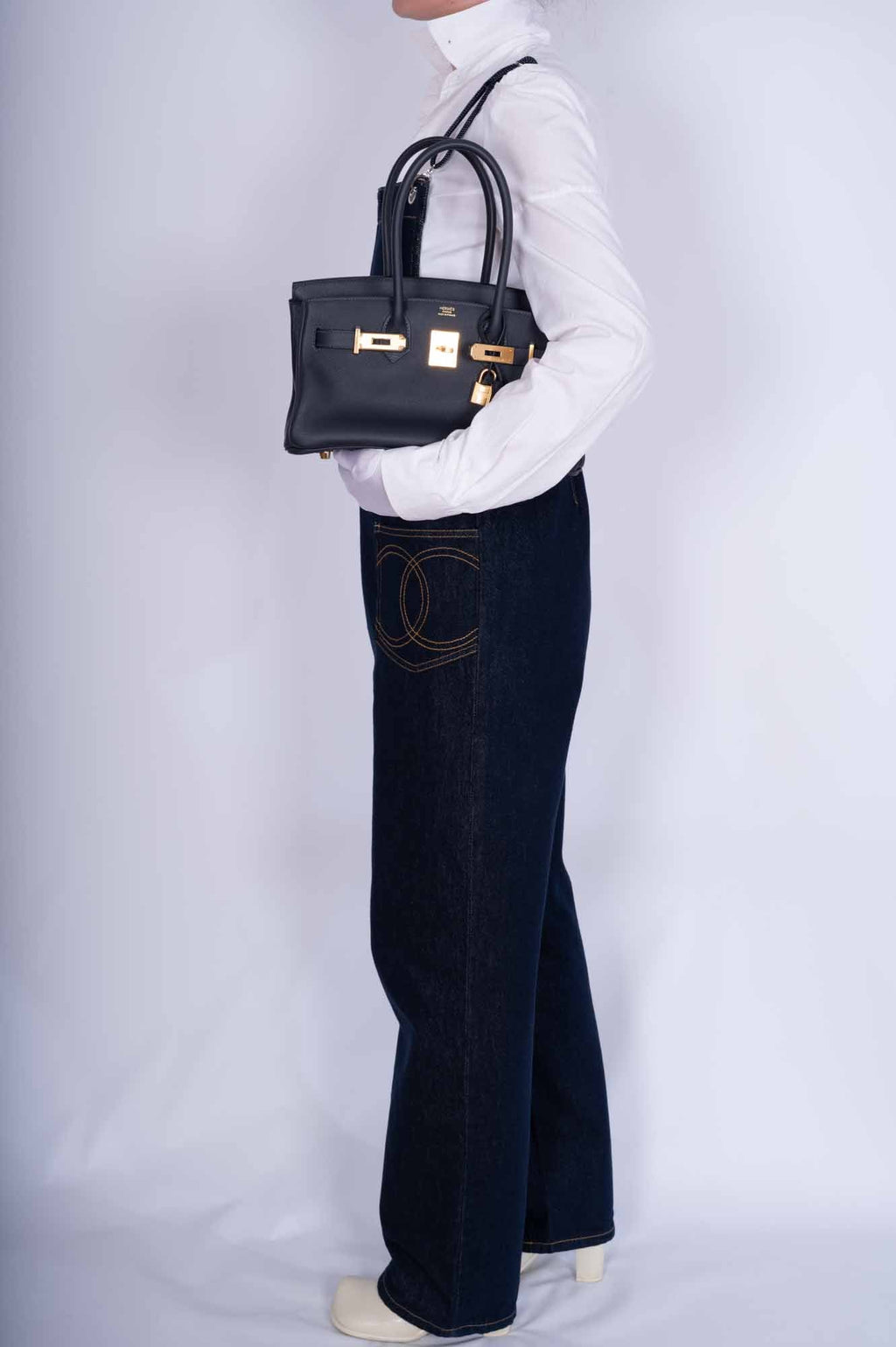 Hermès Birkin Shoulder Light 29 in Black Caban Evercolor Gold Hardware